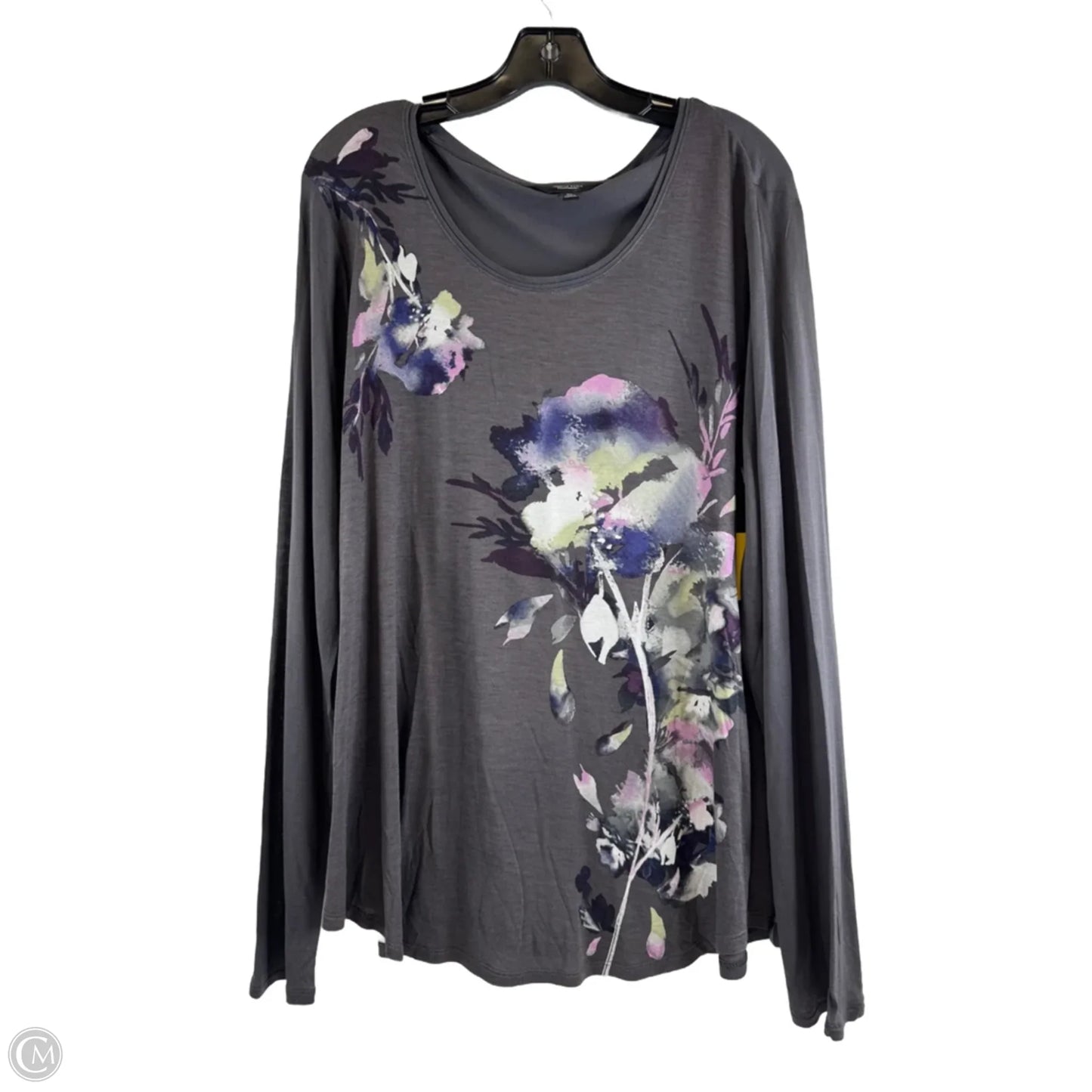 Top Long Sleeve By Simply Vera In Grey & Pink, Size: Xl