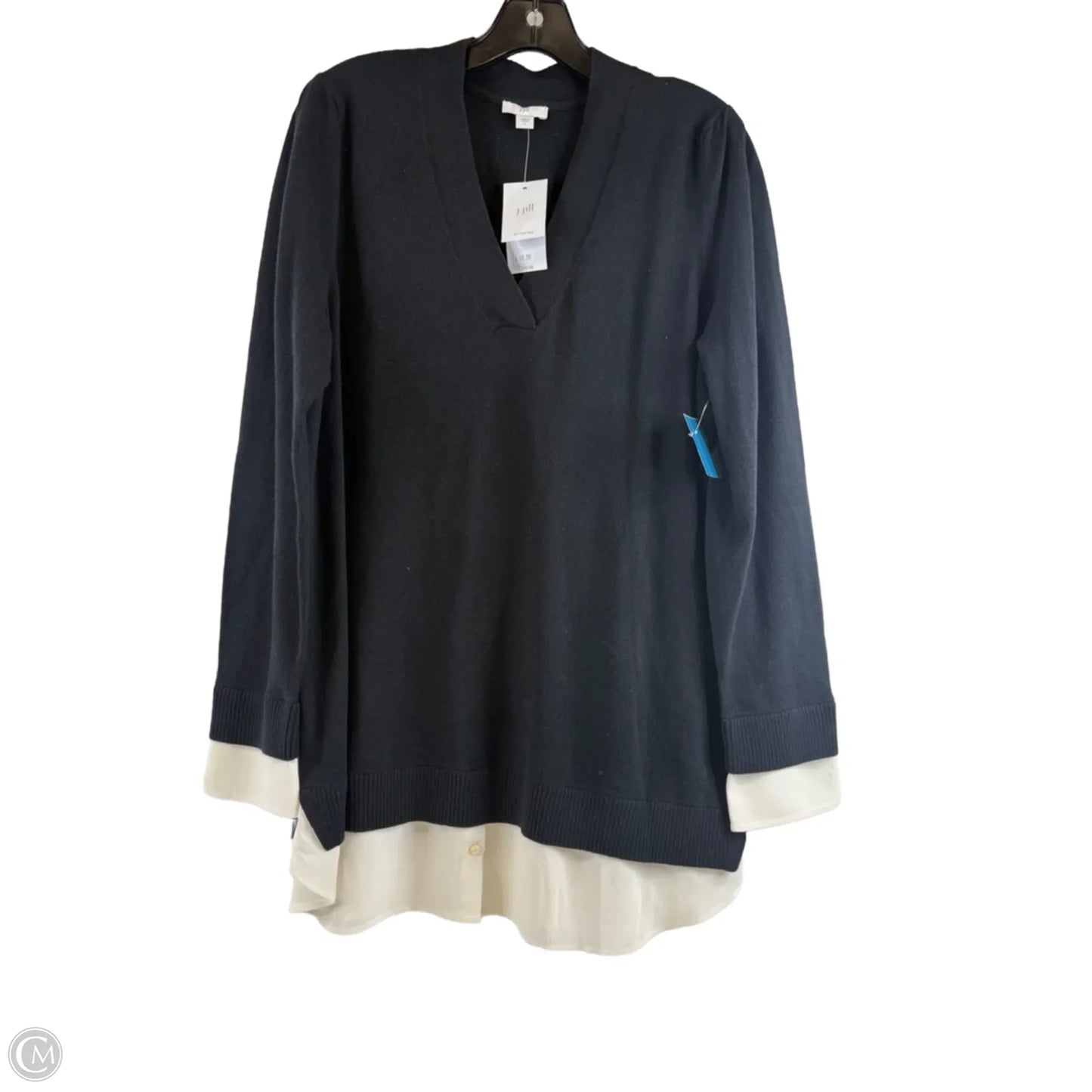 Top Long Sleeve By J. Jill In Black & Cream, Size: L