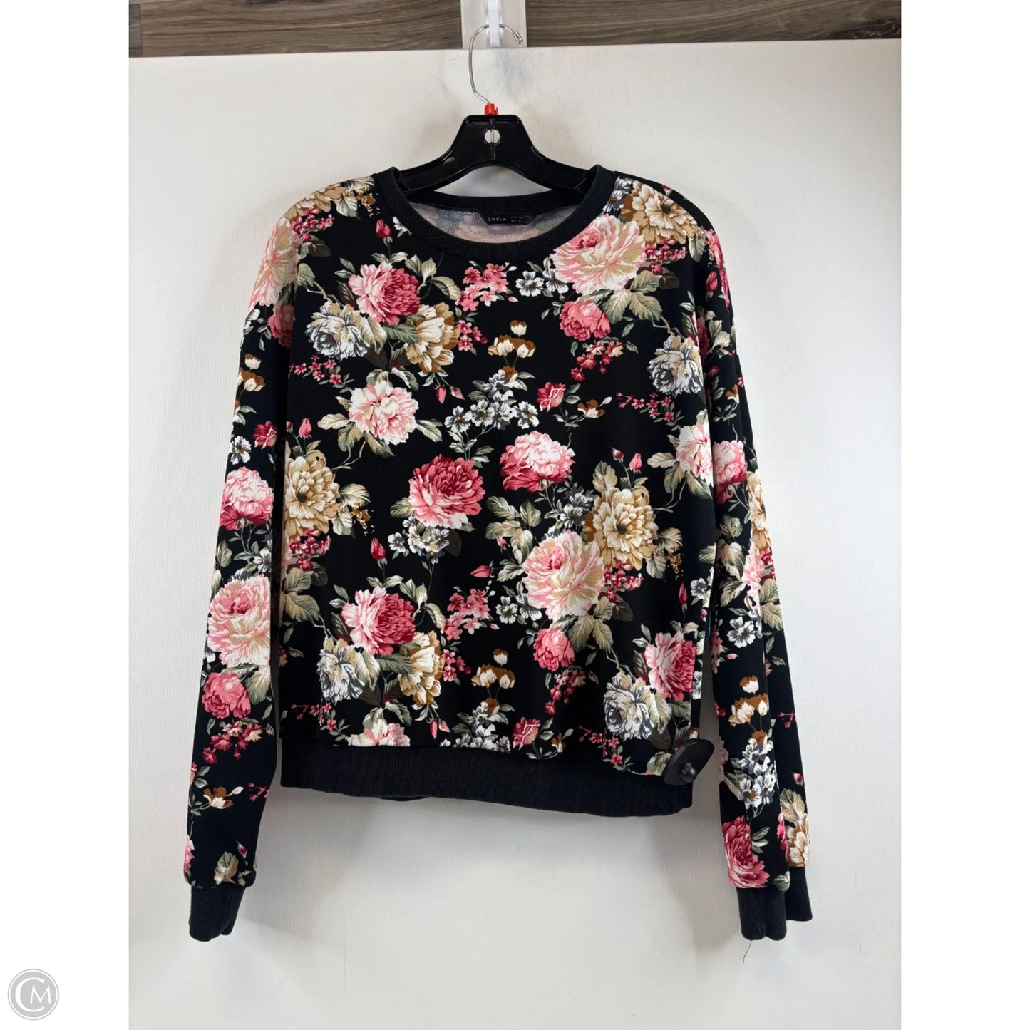 Top Long Sleeve By Shein In Black & Pink, Size: M