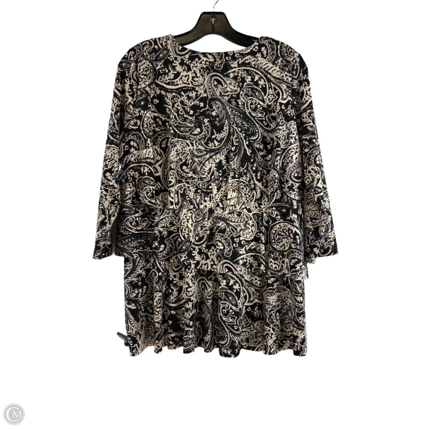 Top 3/4 Sleeve By Susan Graver In Black & Tan, Size: Xs