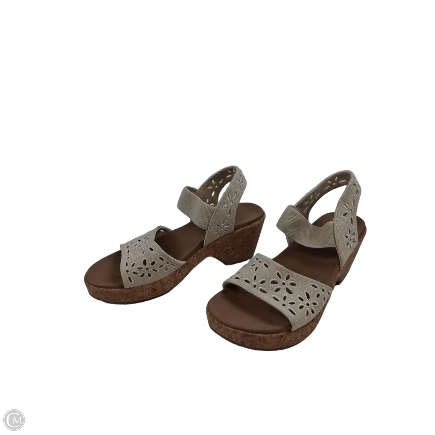 Sandals Heels Block By Skechers In Brown & Cream, Size: 9