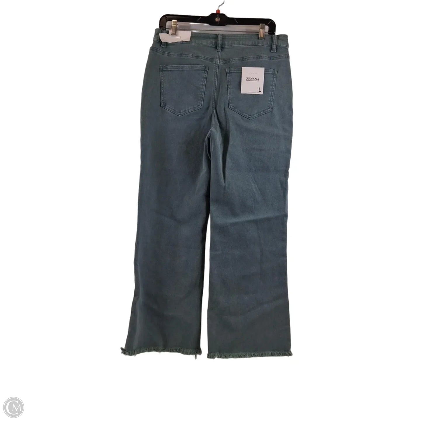Jeans Flared By Zenana In Green Denim, Size: 12
