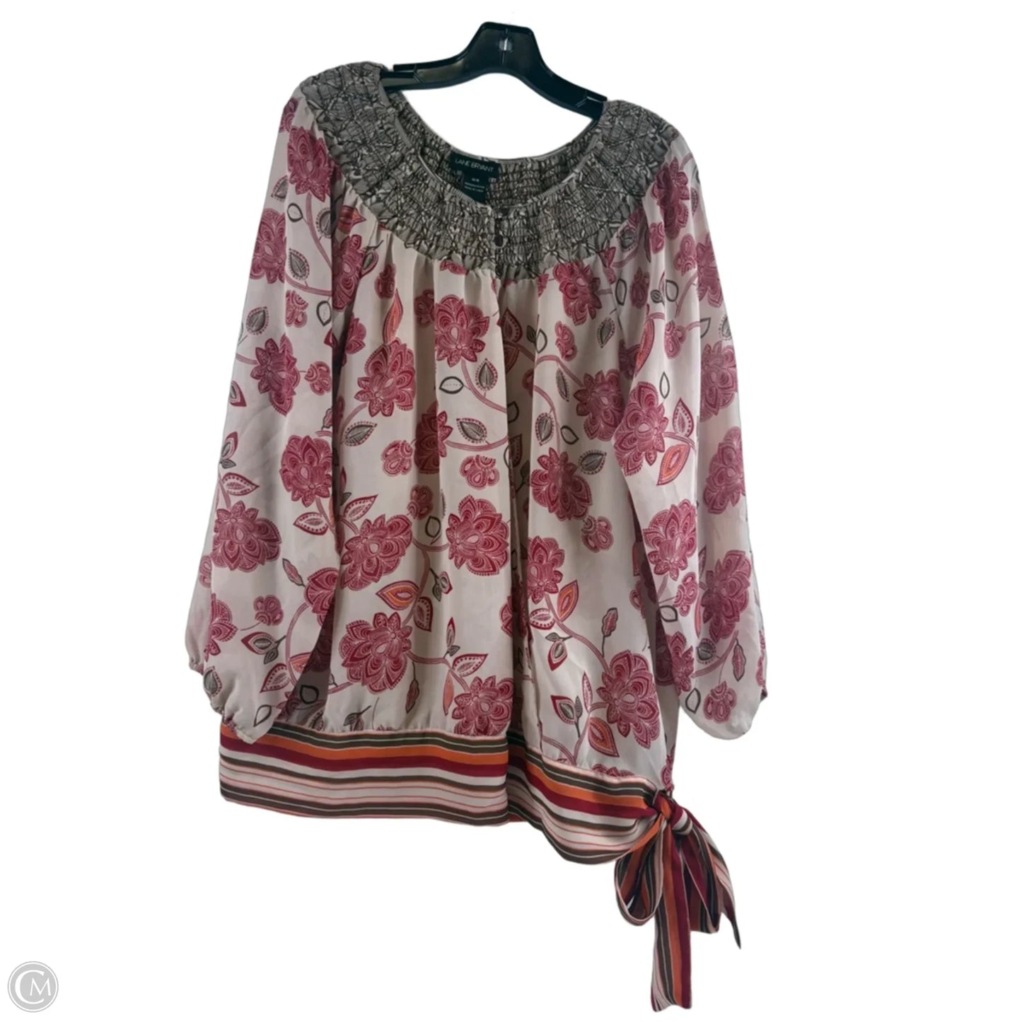 Top Long Sleeve By Lane Bryant In Red & Tan, Size: Xl