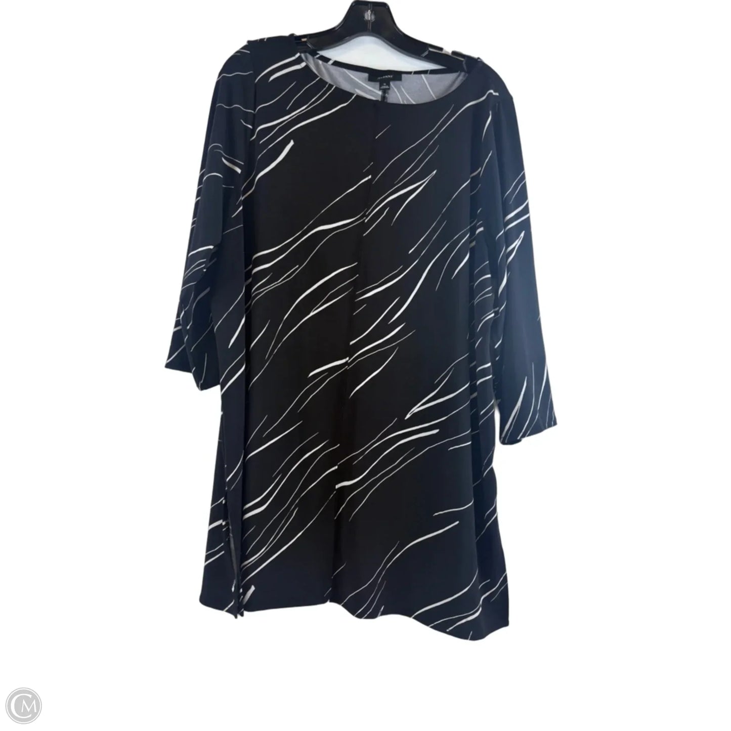Top 3/4 Sleeve By Alfani In Black & White, Size: Xl