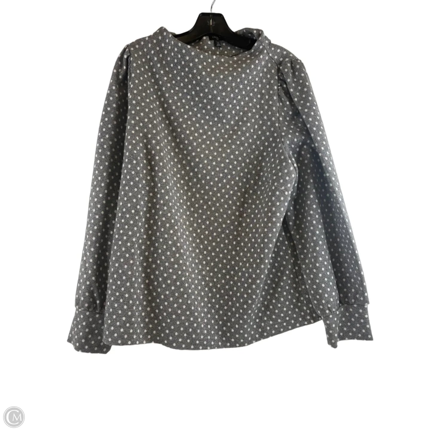 Top Long Sleeve By Talbots In Grey & White, Size: 1x