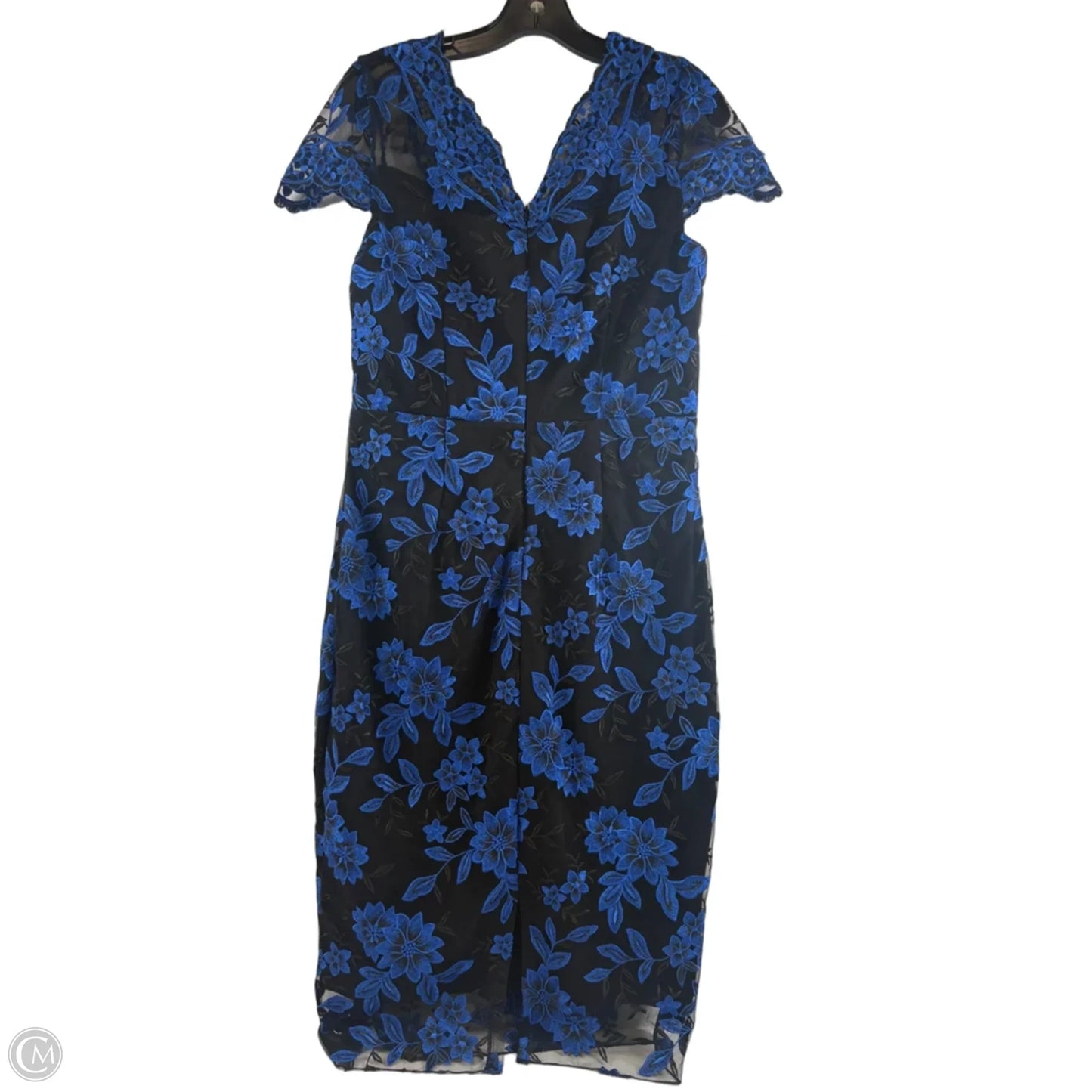 Dress Party Midi By Clothes Mentor In Black & Blue, Size: M