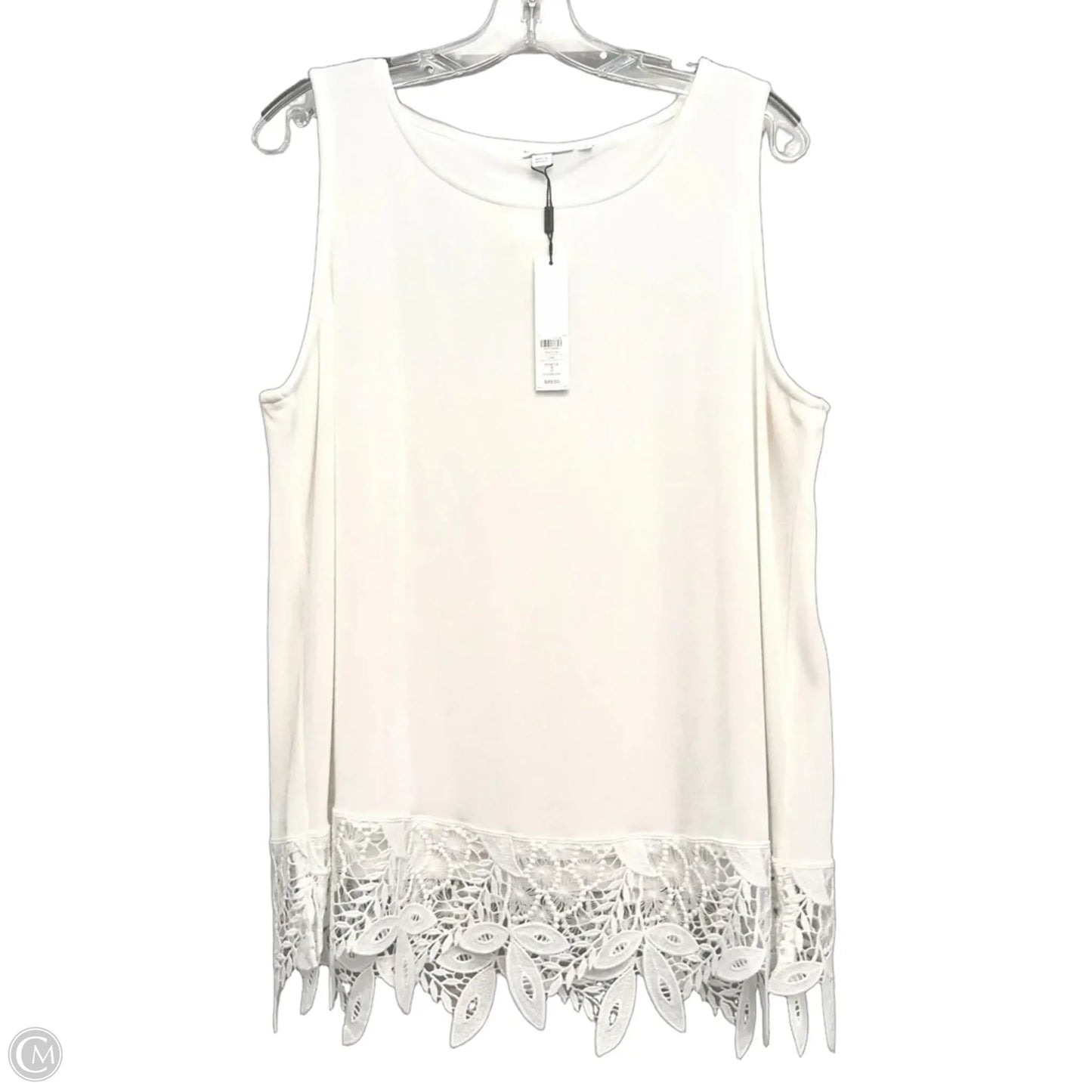 Top Short Sleeve By Chicos In White, Size: Xl