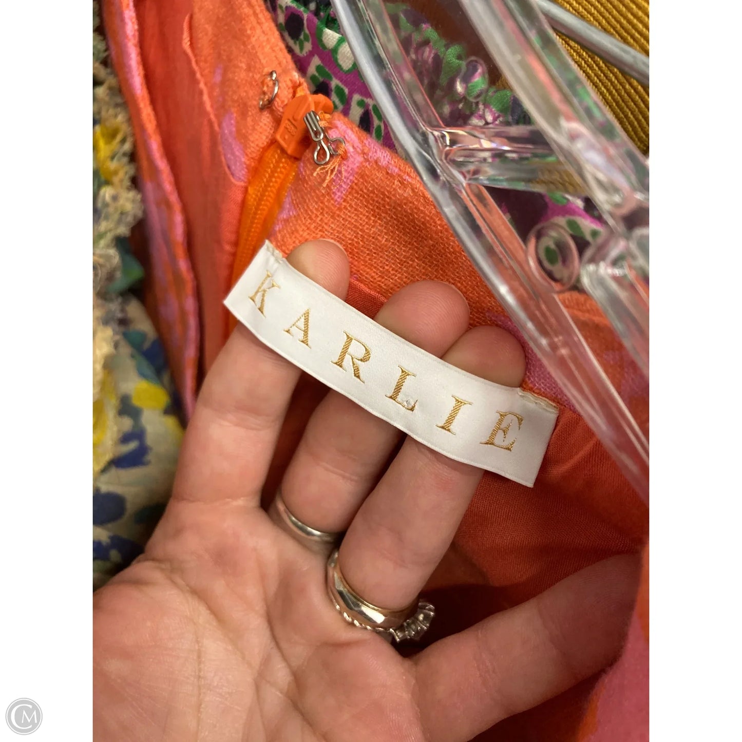 Dress Casual Short By Karlie In Orange & Pink, Size: L