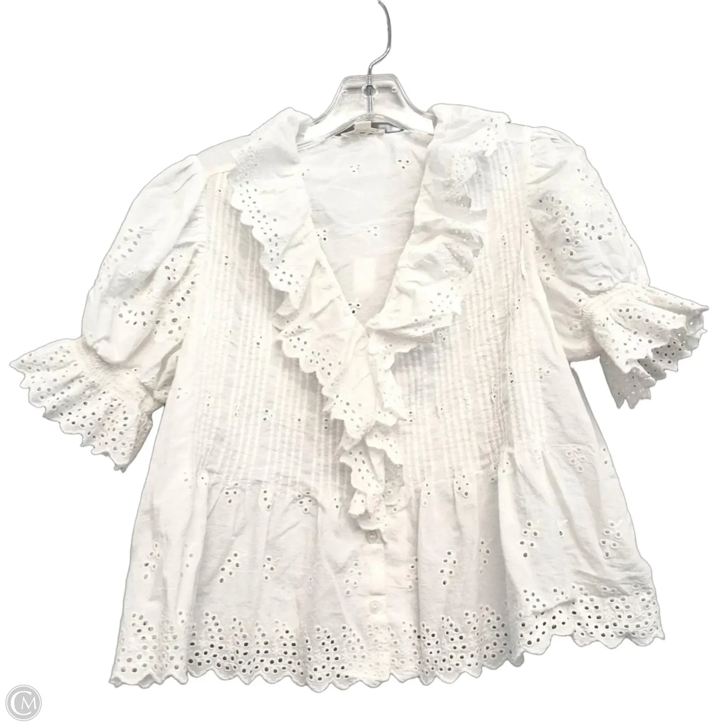 Top Short Sleeve By Ultra Pink In White, Size: S