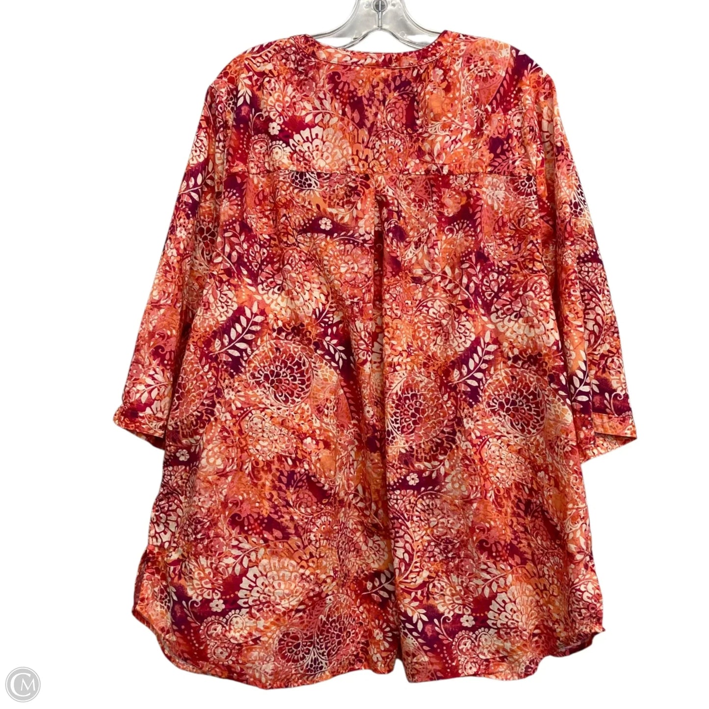 Top 3/4 Sleeve By Catherines In Orange & Red, Size: 2x