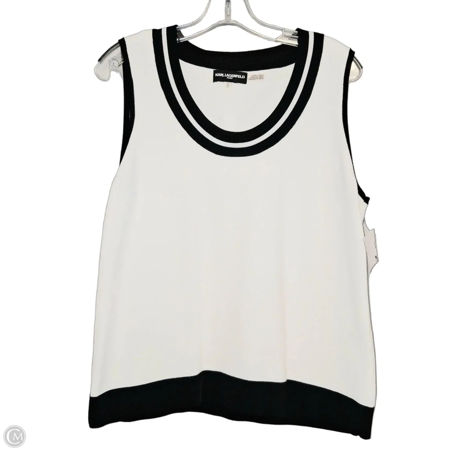 Top Sleeveless Designer By Karl Lagerfeld In White, Size: L