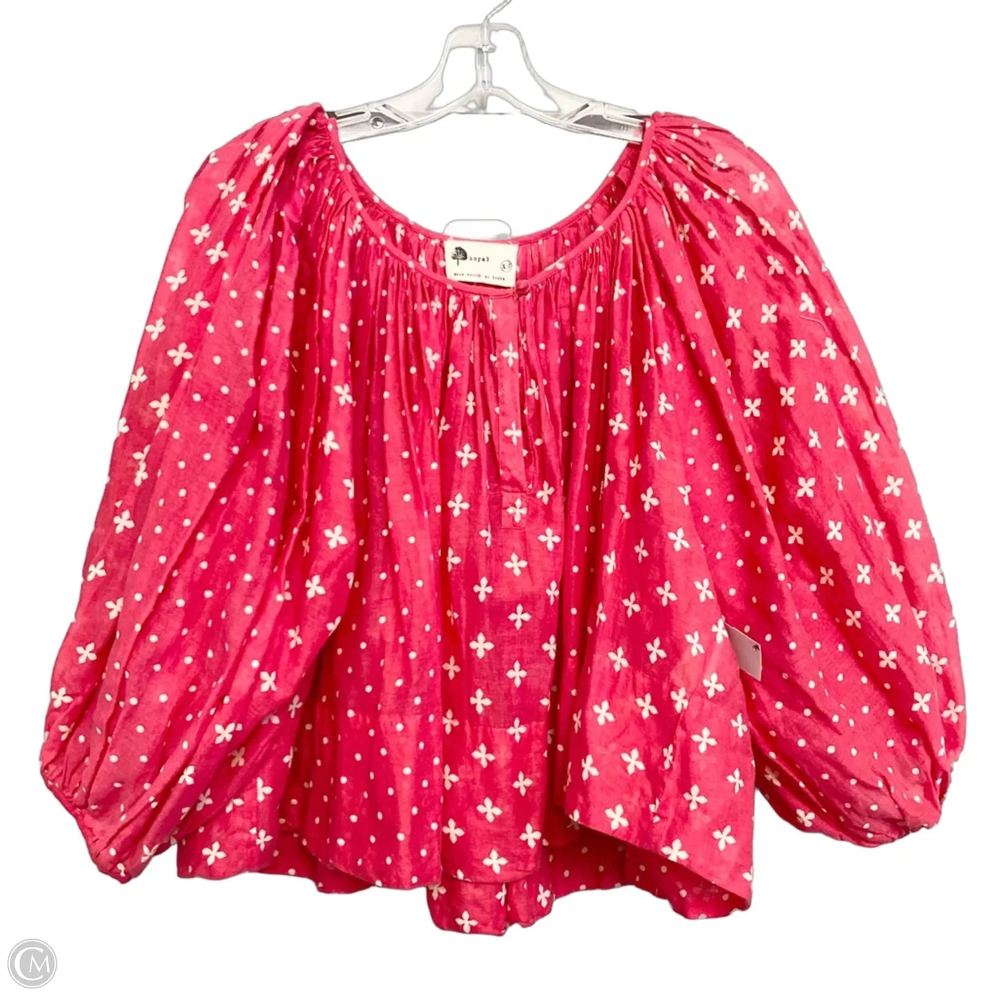 Top Long Sleeve By Kopai In Pink & White, Size: Xs