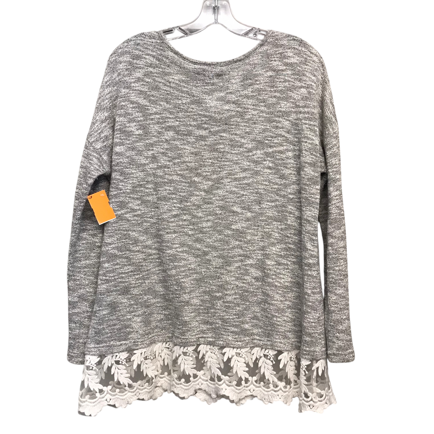 Top Long Sleeve By Lane Bryant In Grey & White, Size: L