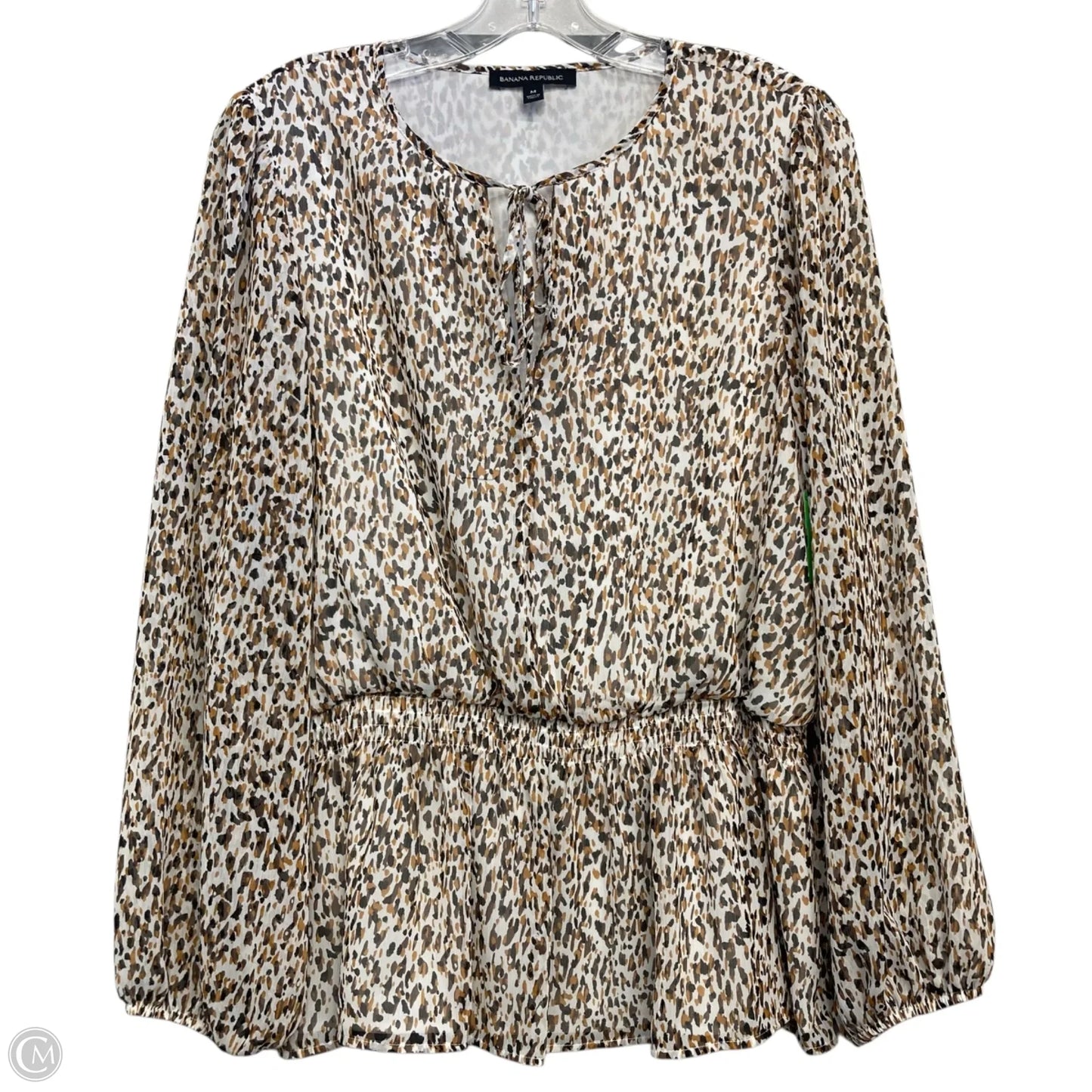 Top Long Sleeve By Banana Republic In Gold & White, Size: M