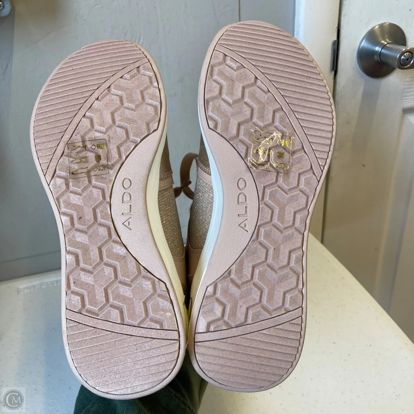 Shoes Sneakers By Aldo In Gold, Size: 8