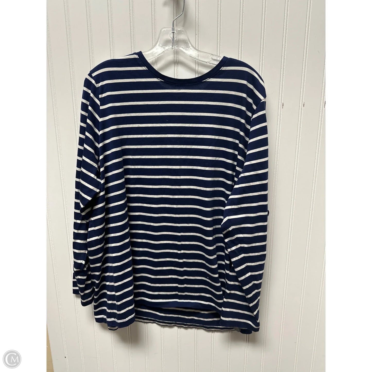Top Long Sleeve By Lands End In Blue & White, Size: 2x