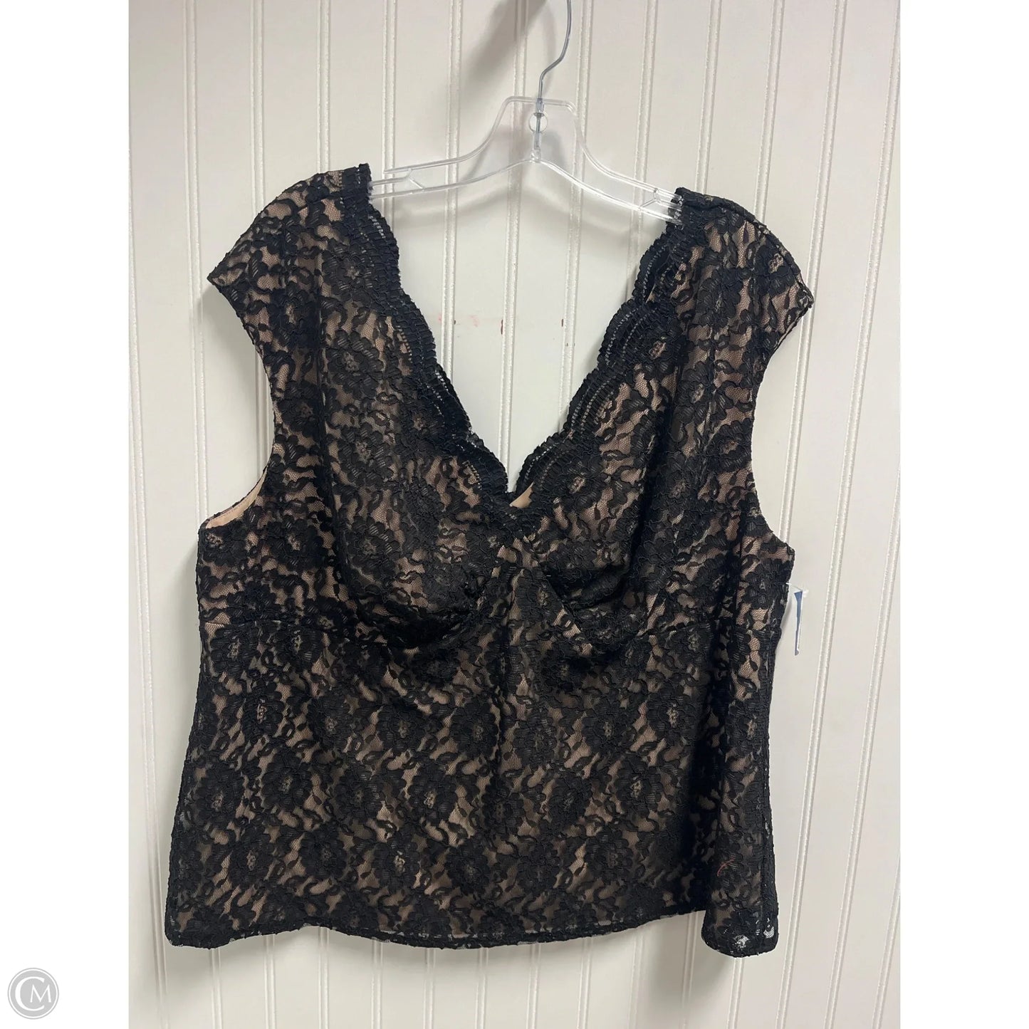 Top Sleeveless By Colleen Lopez In Black & Cream, Size: 2x