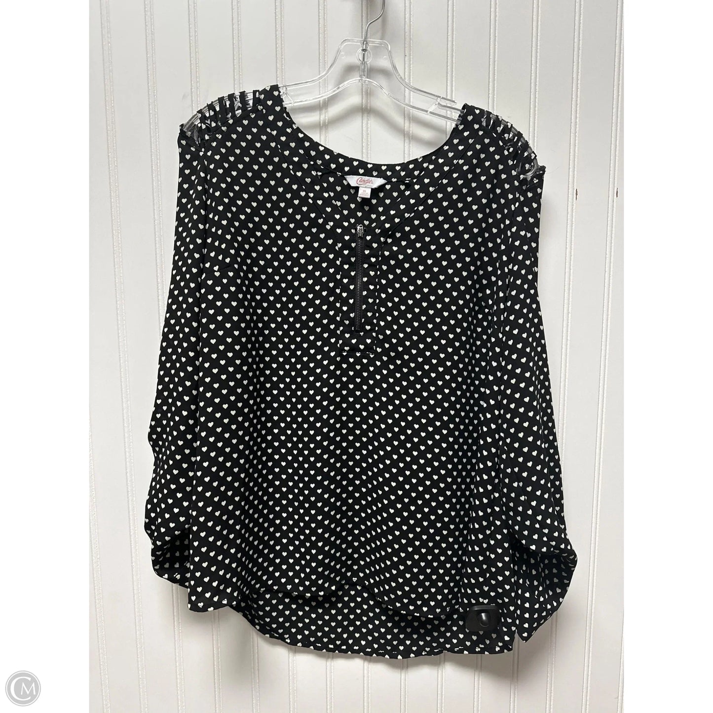 Top 3/4 Sleeve By Candies In Black & Cream, Size: Xl