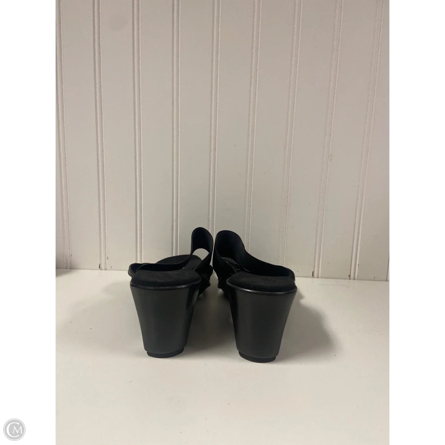 Sandals Heels Wedge By Italian Shoemakers In Black, Size: 6.5