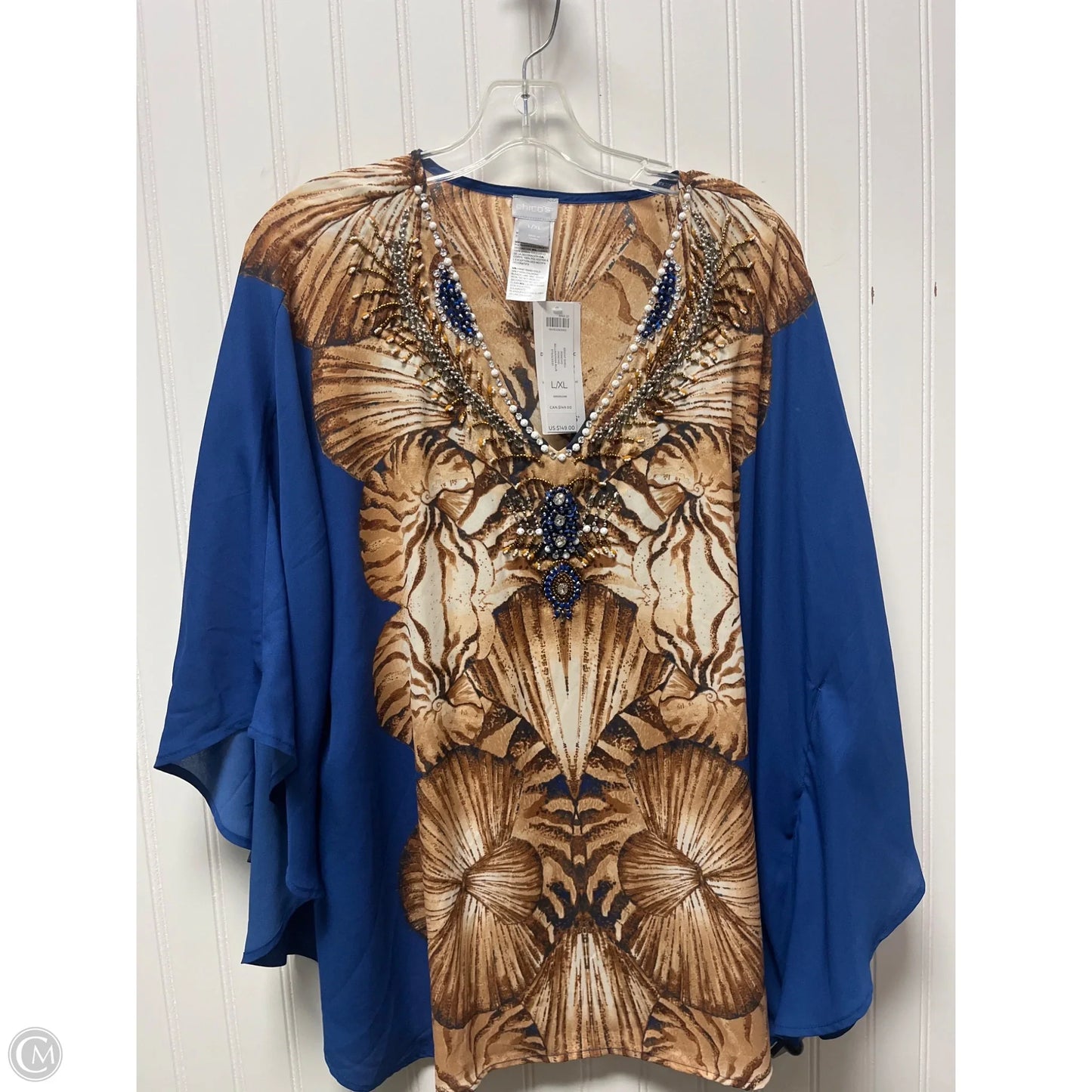 Shawl By Chicos In Blue & Brown, Size: Xl