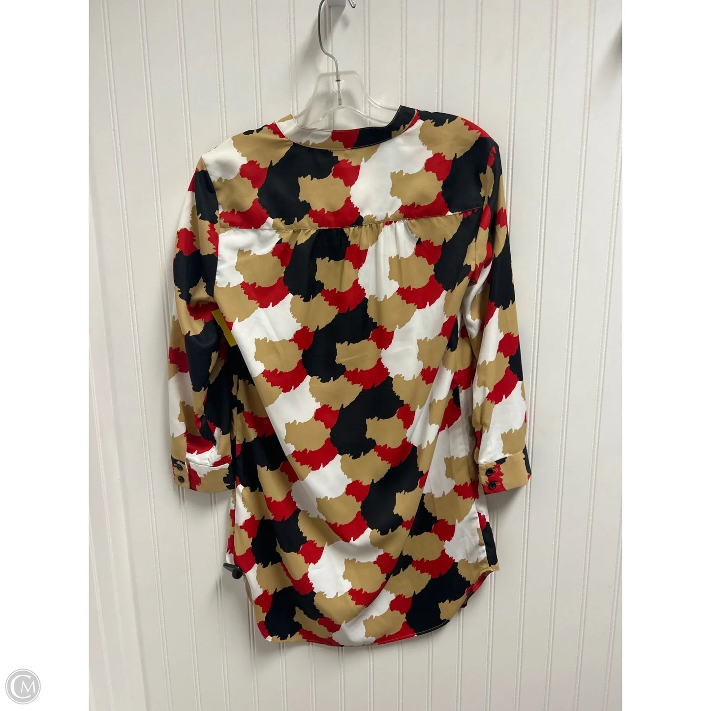 Tunic 3/4 Sleeve By Adrienne Vittadini In Tan & White, Size: S