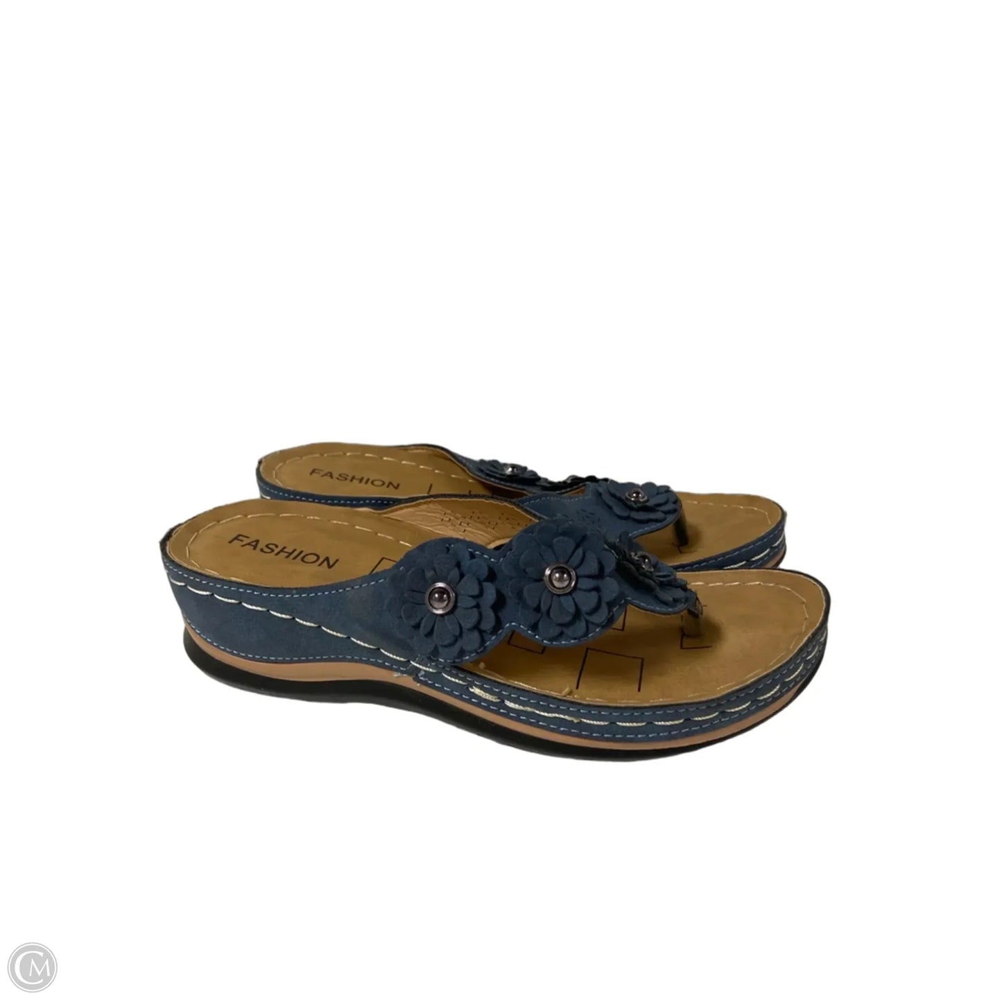 Sandals Heels Wedge By Clothes Mentor In Navy, Size: 6.5