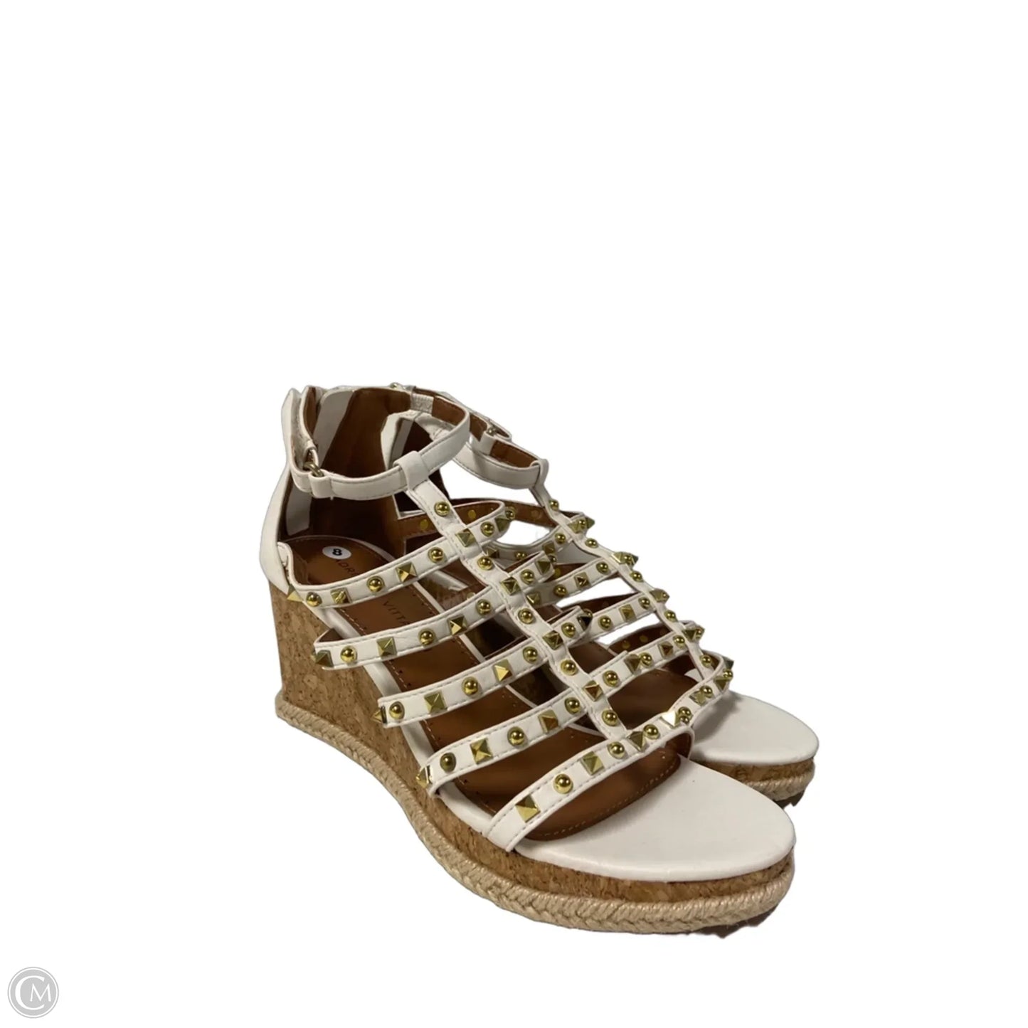 Sandals Heels Wedge By Adrienne Vittadini In White, Size: 8