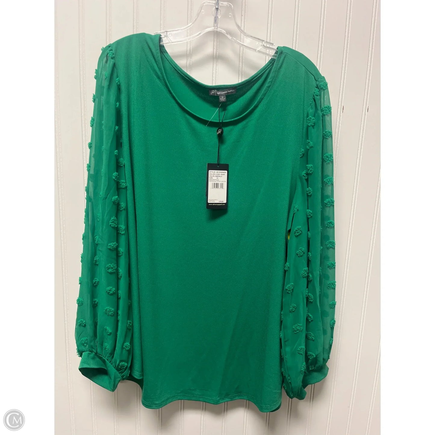 Top Long Sleeve By Adrianna Papell In Green, Size: 1x