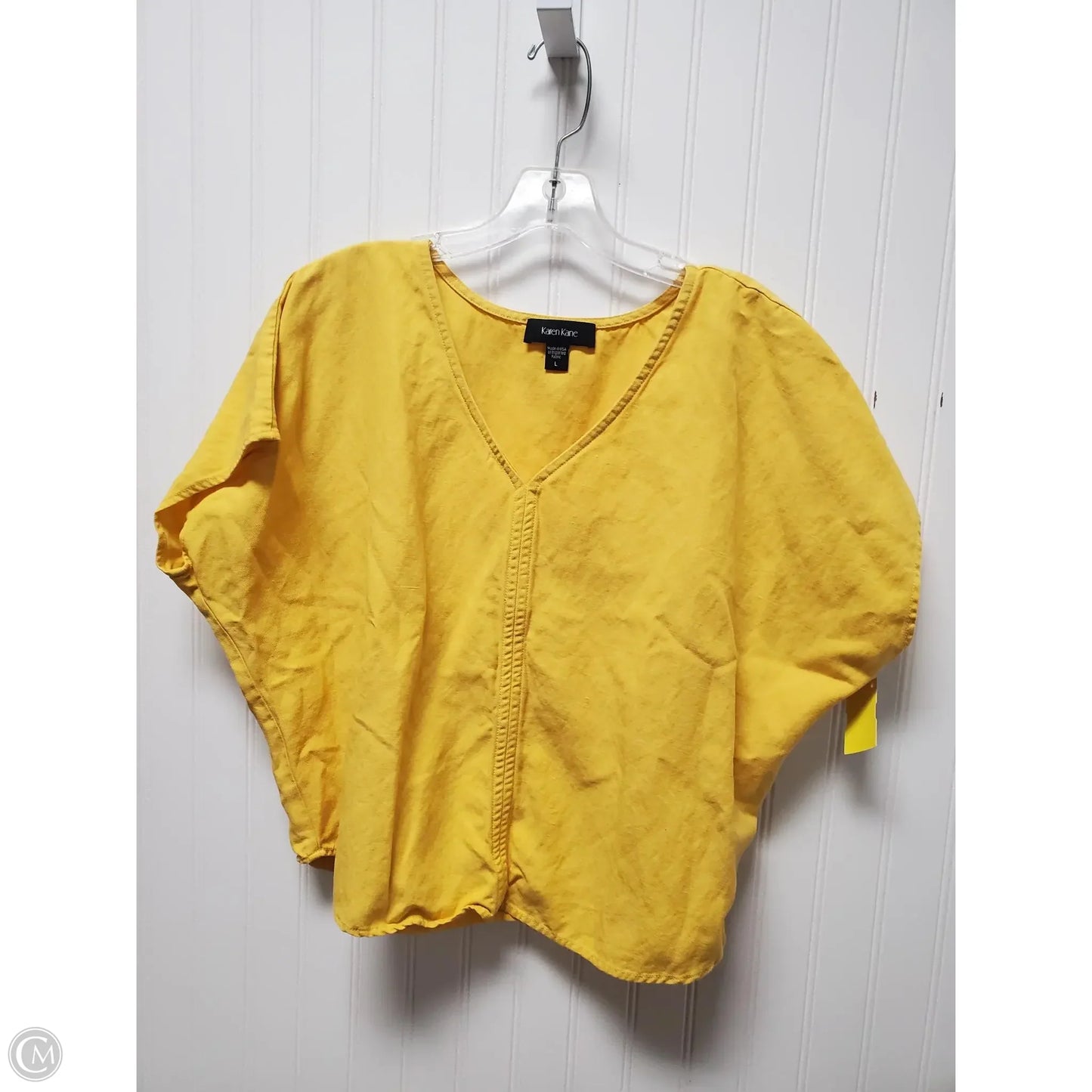Top Short Sleeve By Karen Kane In Yellow, Size: L