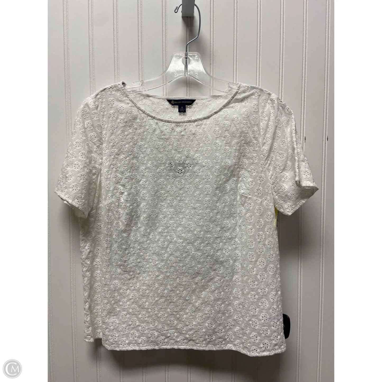 Top Short Sleeve By Brooks Brothers In White, Size: M