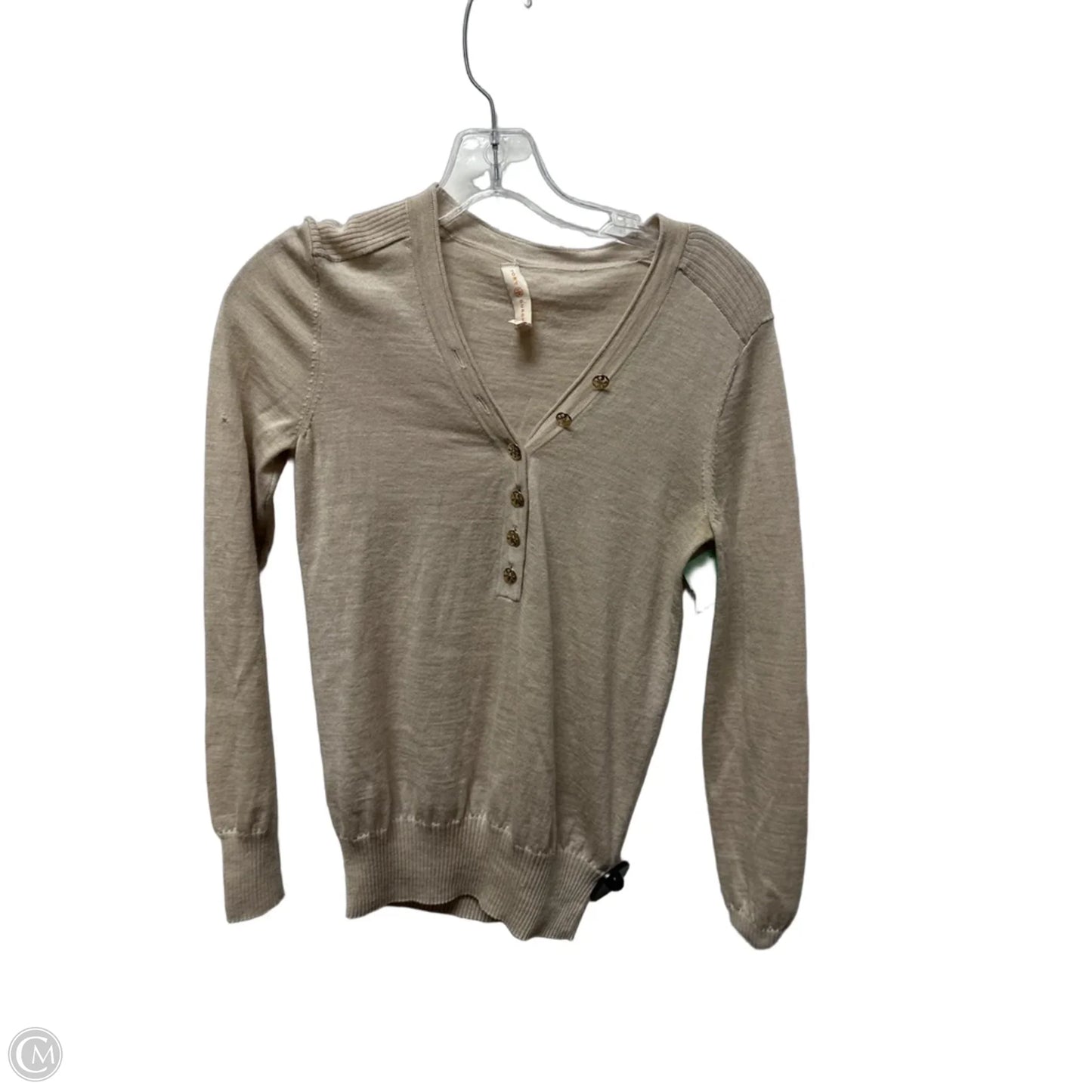 Top Long Sleeve Designer By Tory Burch In Beige, Size: Xs