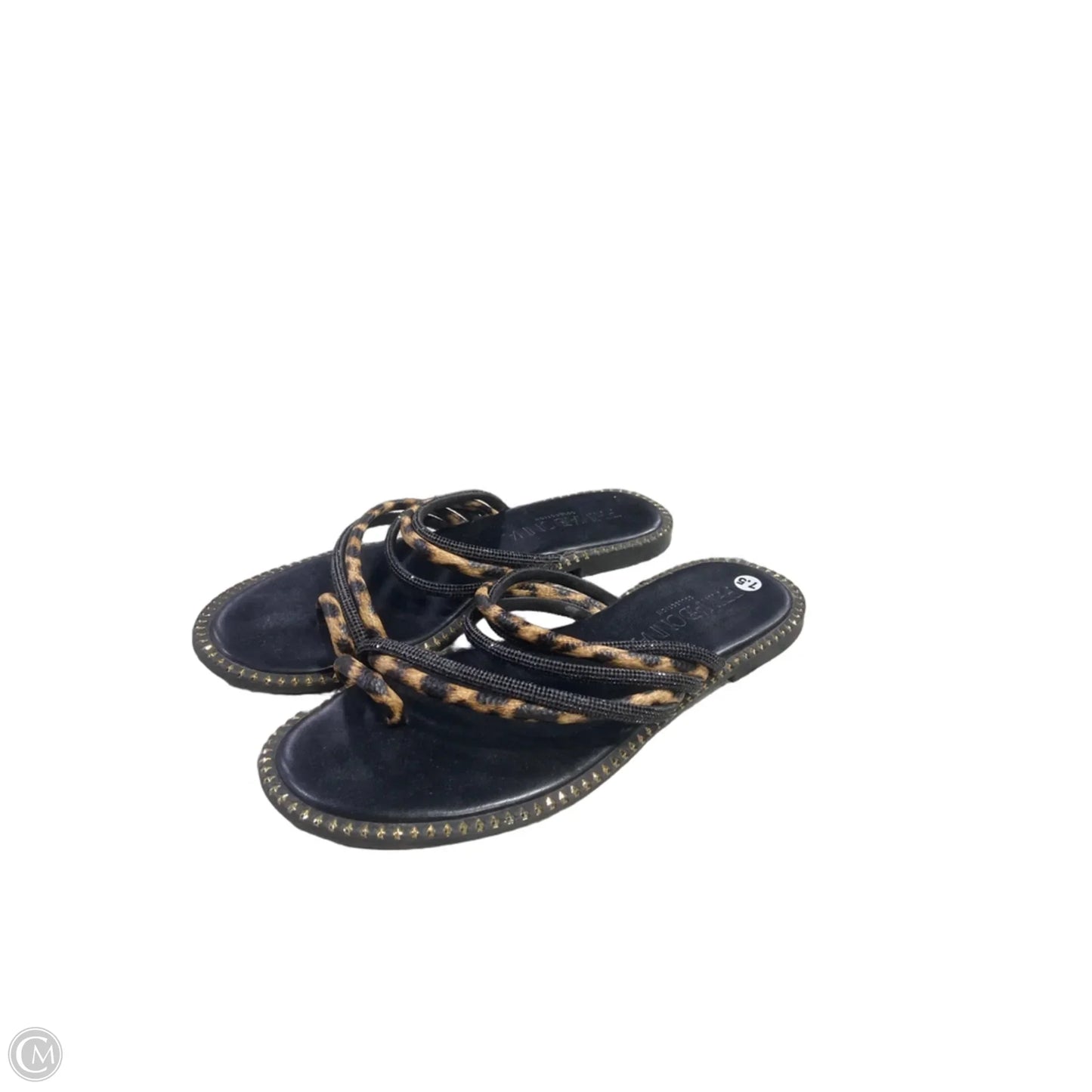 Sandals Flats By Clothes Mentor In Animal Print, Size: 7.5