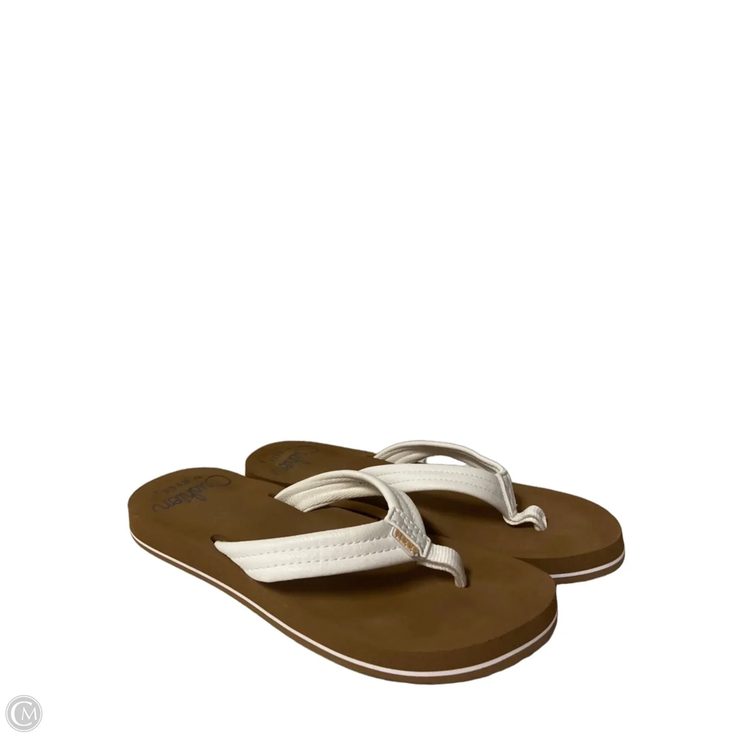 Sandals Flats By Cushionaire In Brown & White, Size: 8