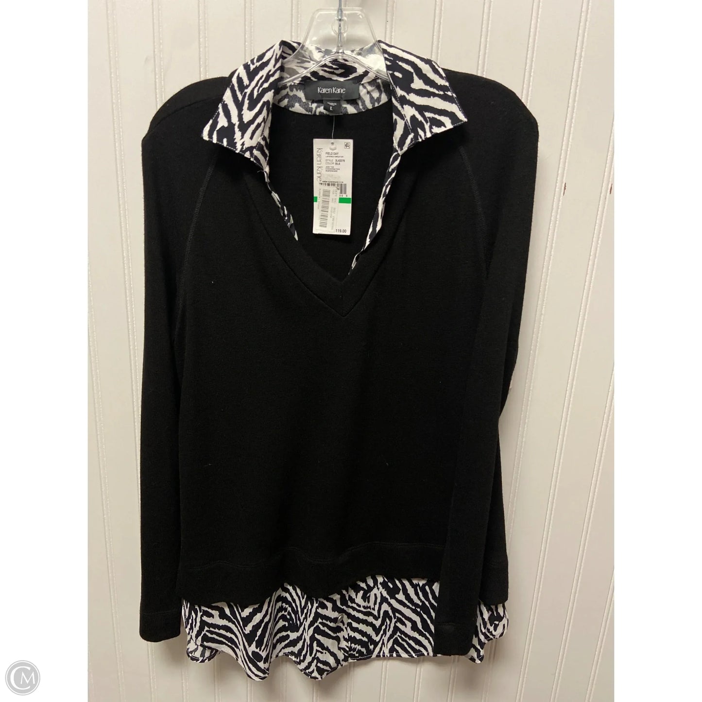 Top Long Sleeve By Karen Kane In Black, Size: L