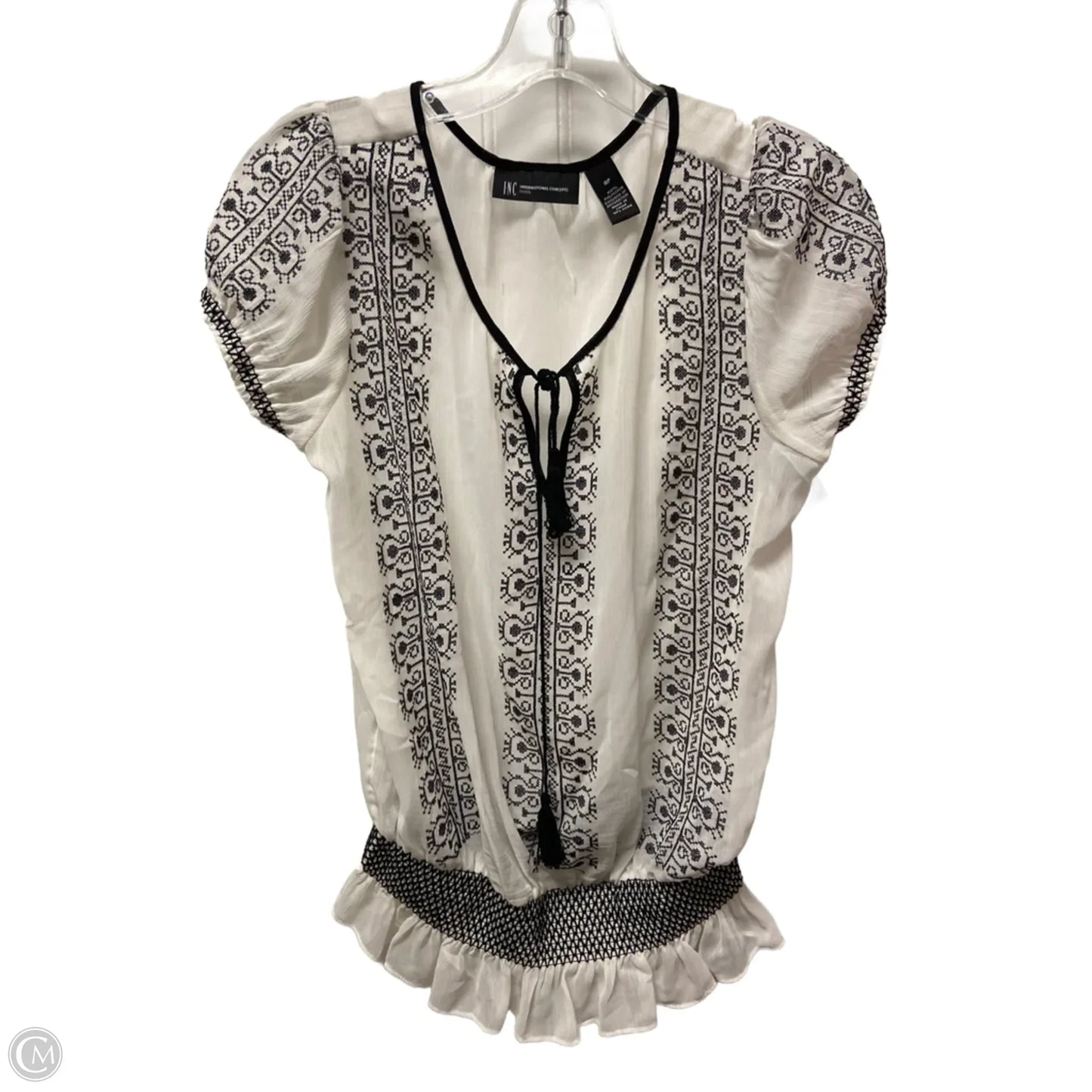 Top Short Sleeve By Inc In Black & White, Size: M