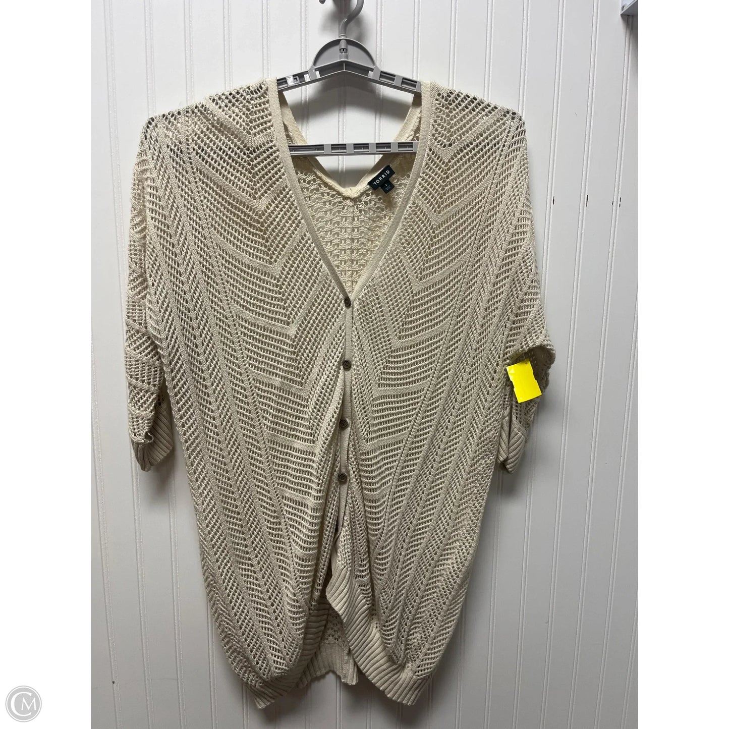 Sweater Cardigan By Torrid In Beige, Size: 1x