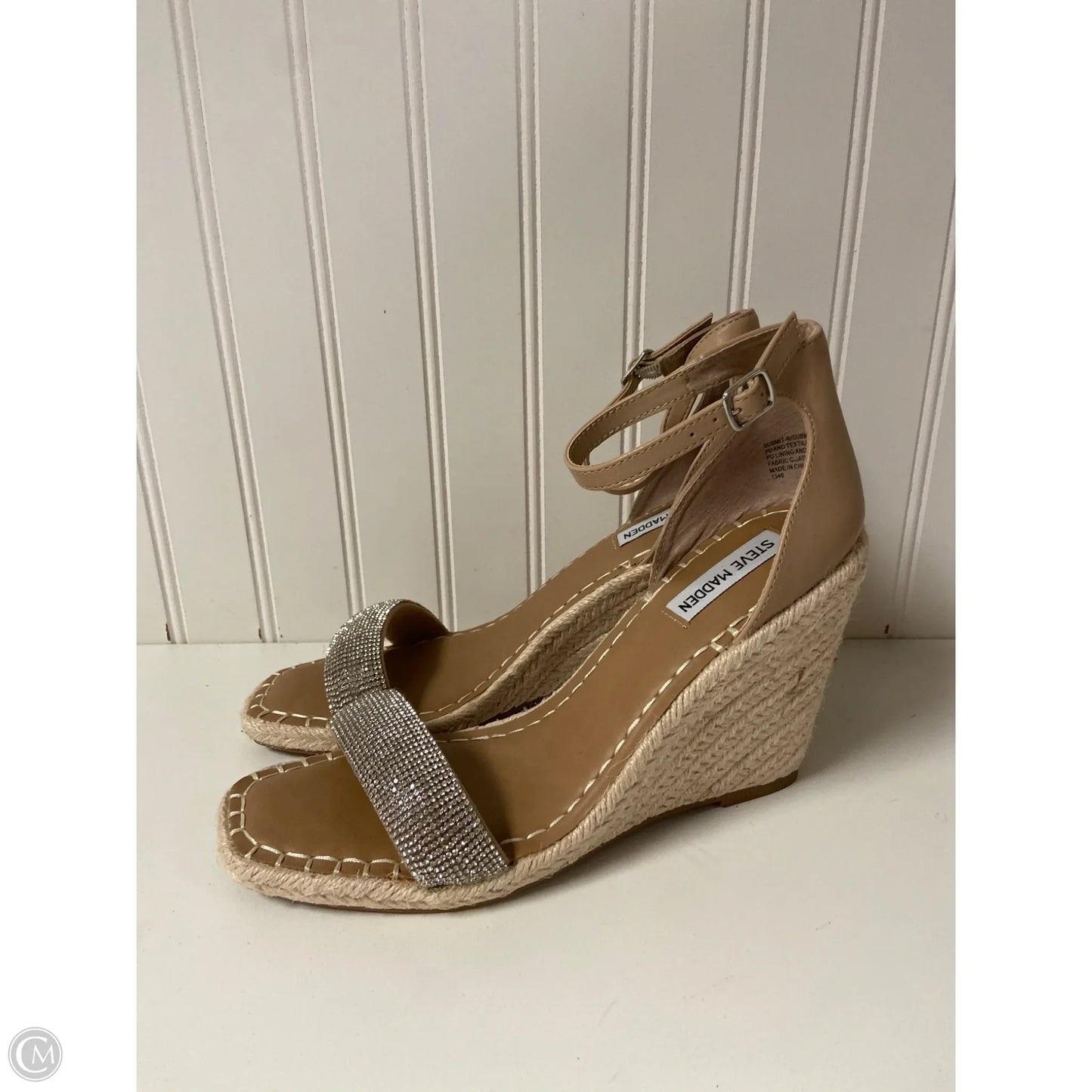 Sandals Heels Wedge By Steve Madden In Beige, Size: 10