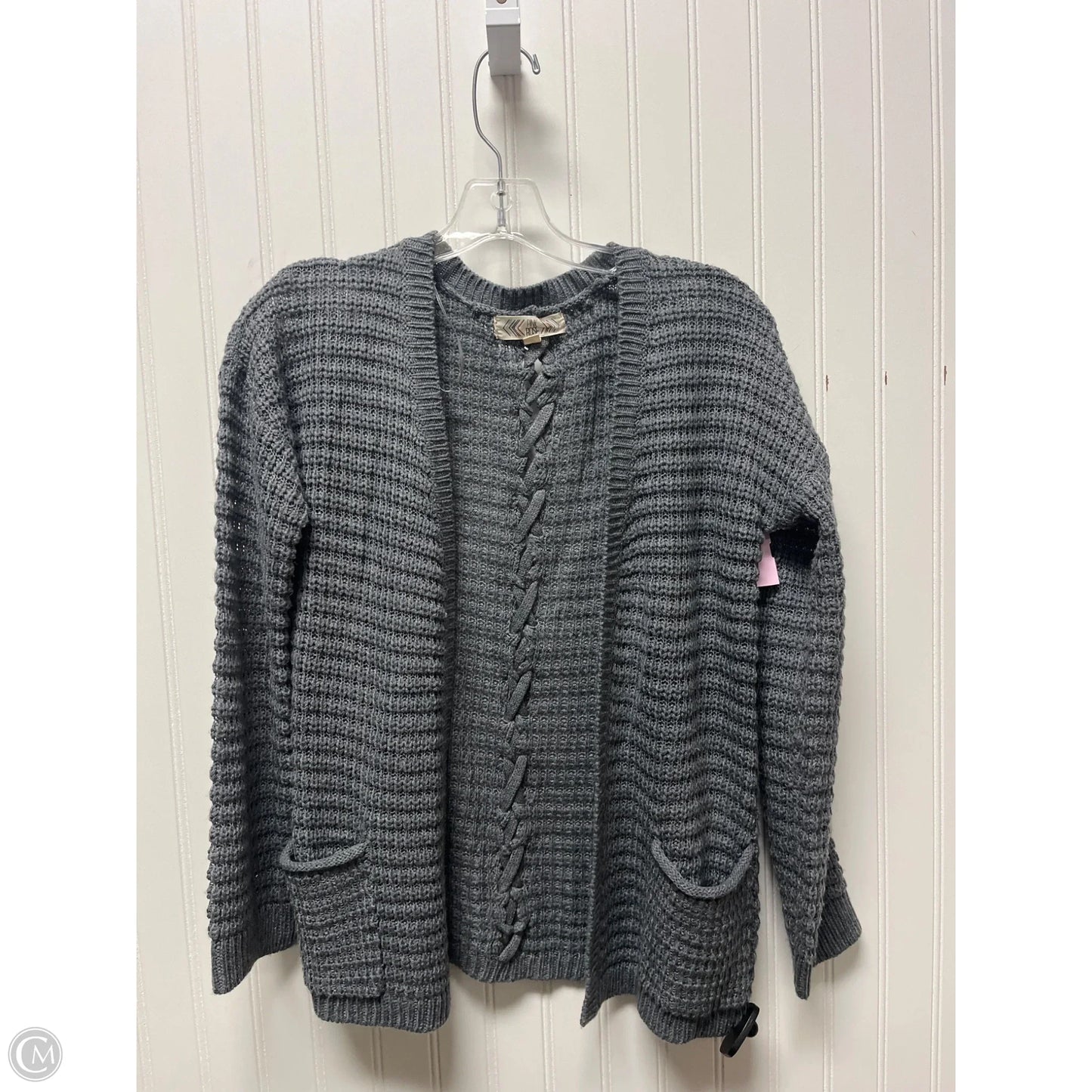 Sweater Cardigan By Pink Rose In Grey, Size: L