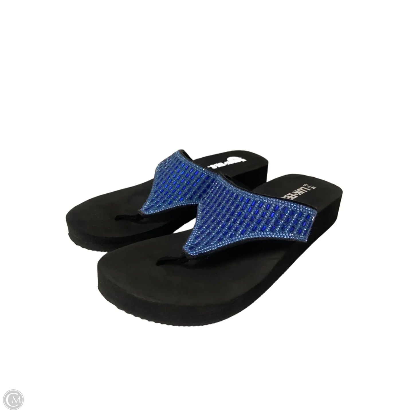 Sandals Flip Flops By Clothes Mentor In Black & Blue, Size: 7
