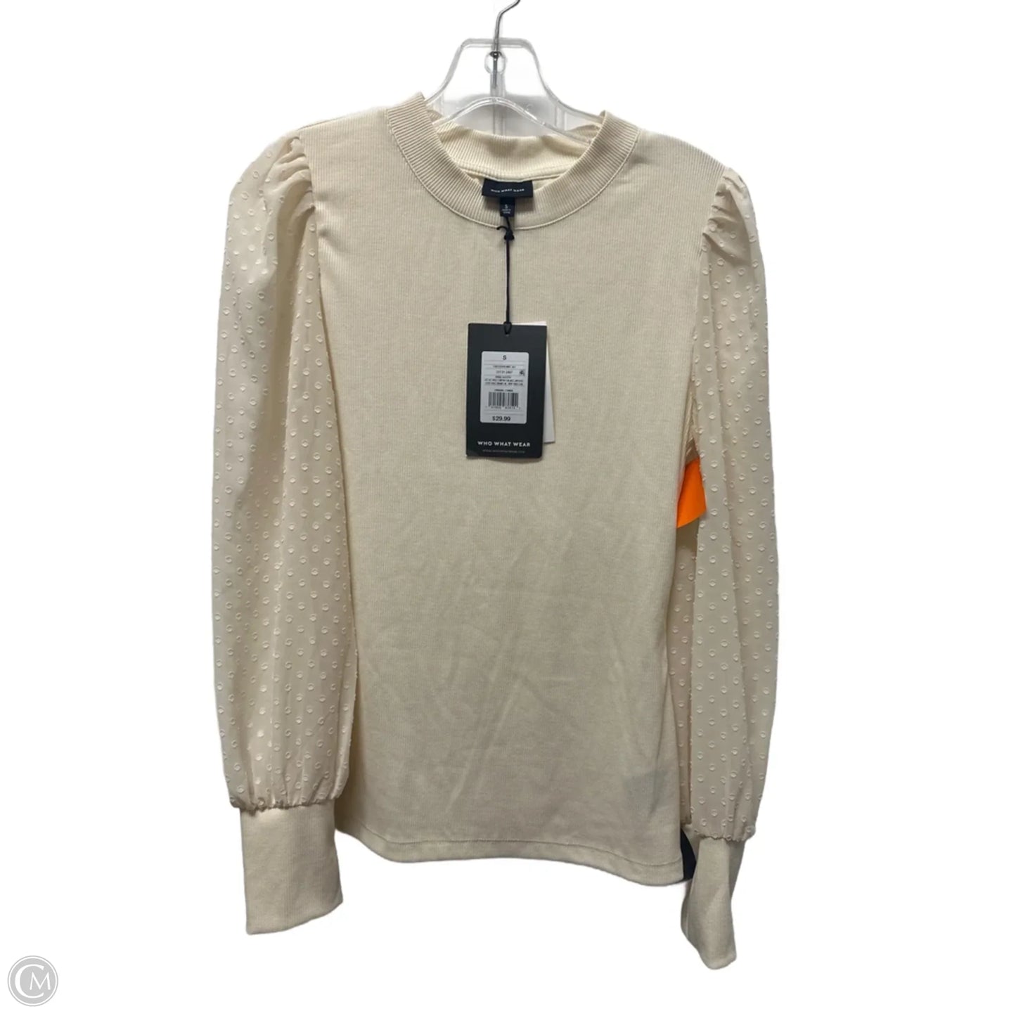 Top Long Sleeve By Who What Wear In Cream, Size: S