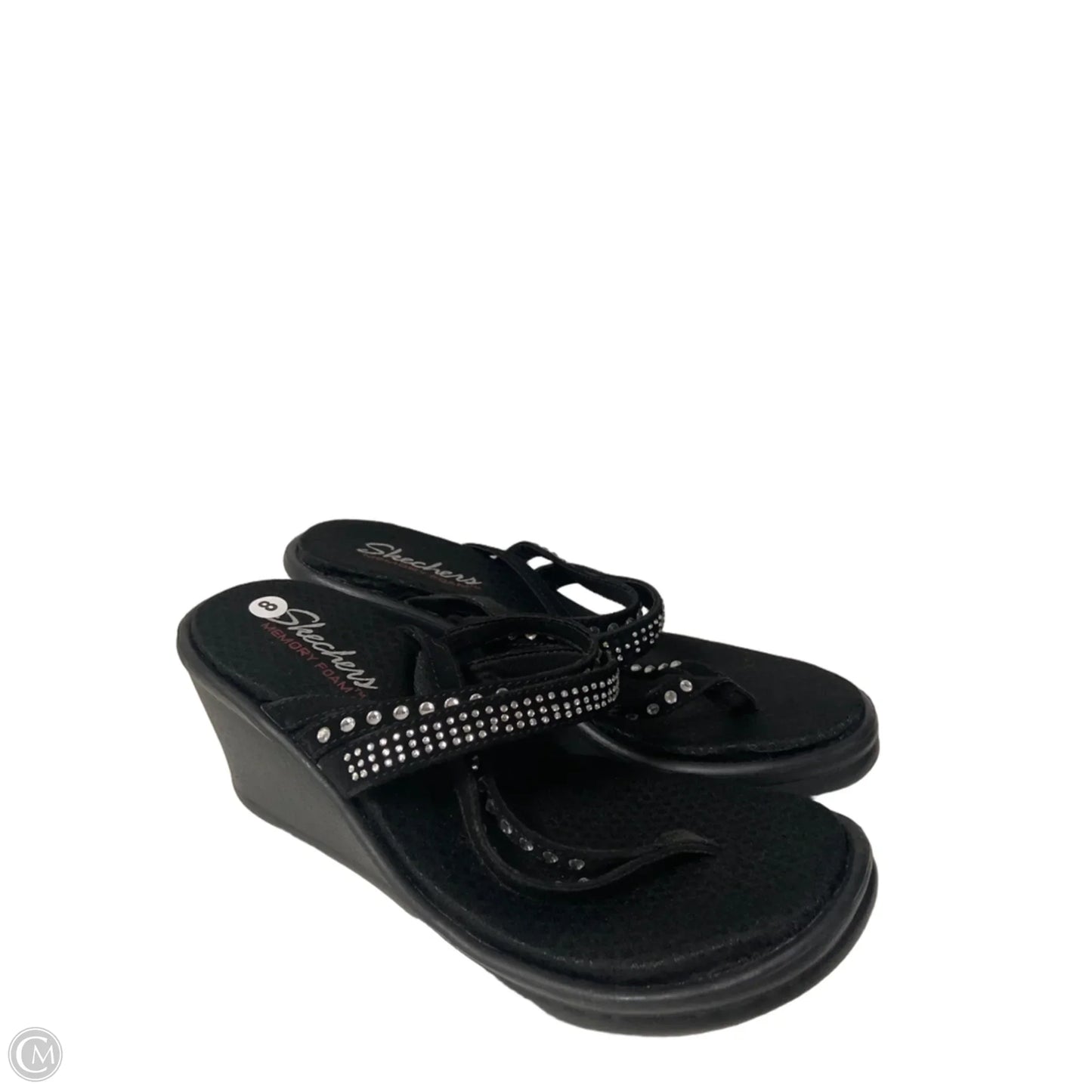 Sandals Heels Wedge By Skechers In Black, Size: 8