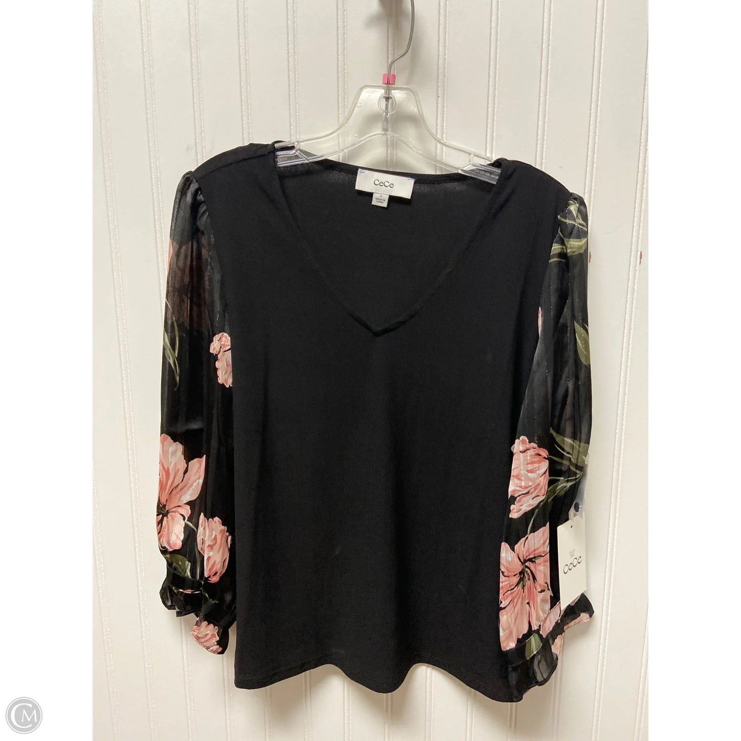 Top Long Sleeve By Cece In Black, Size: S