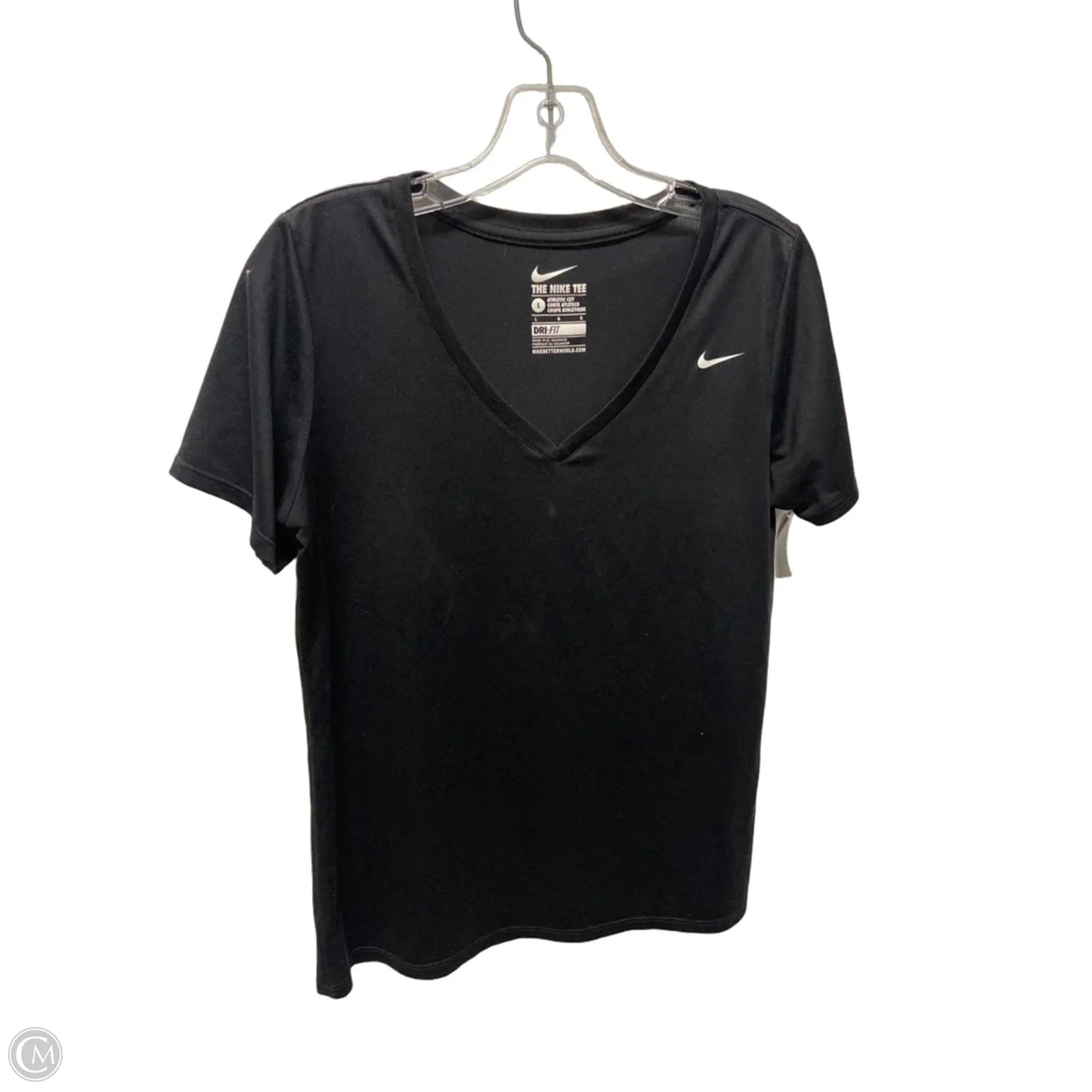 Athletic Top Short Sleeve By Nike In Black, Size: L