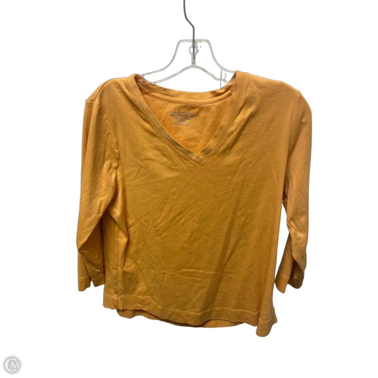 Top 3/4 Sleeve By Chicos In Orange, Size: L