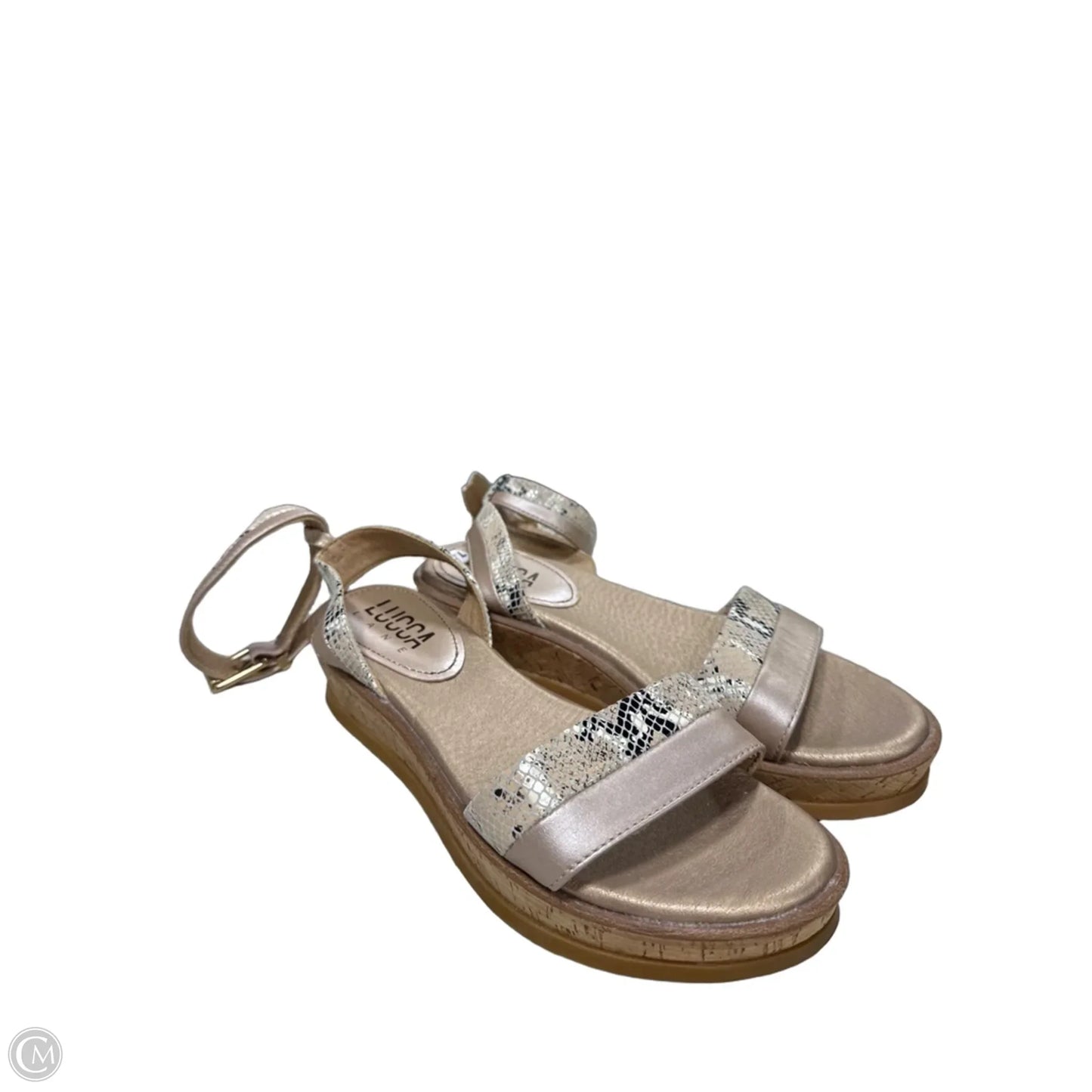 Sandals Heels Platform By Clothes Mentor In Animal Print, Size: 7.5