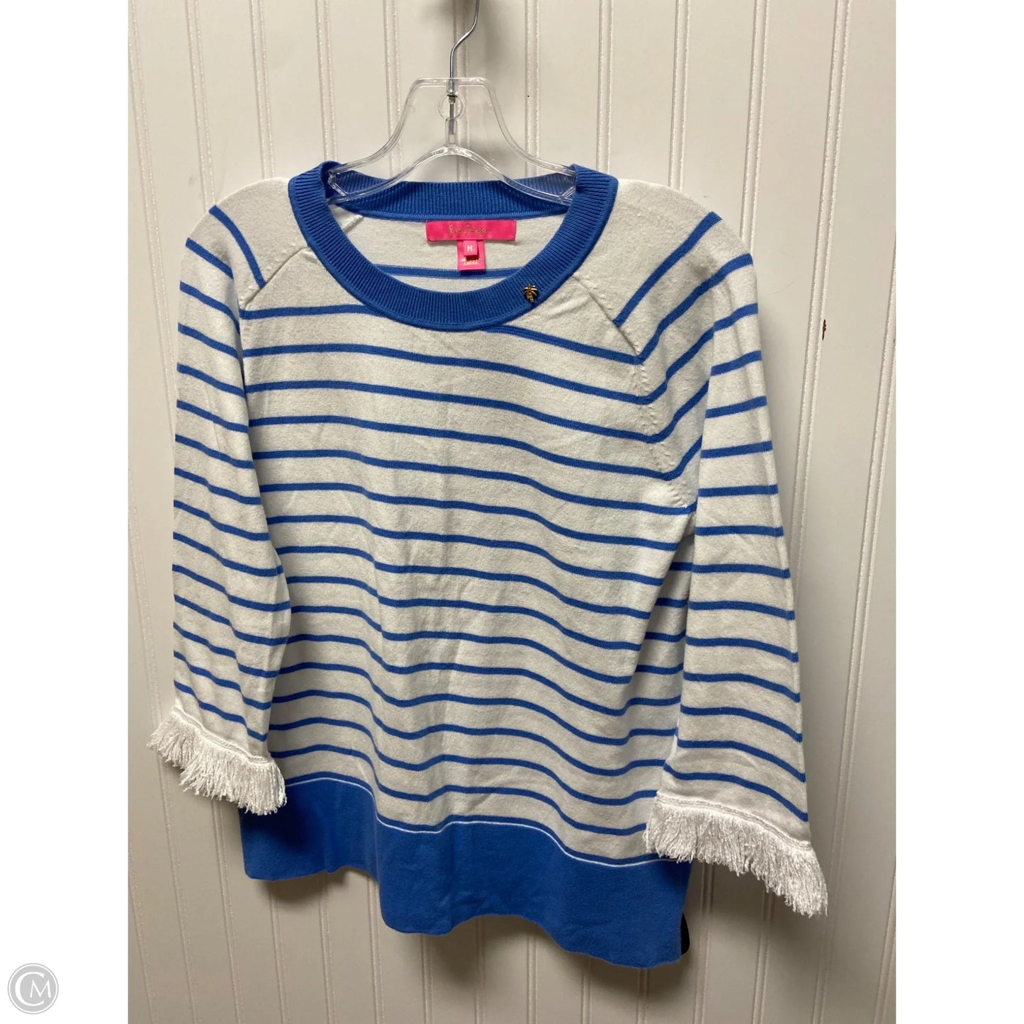 Top Long Sleeve Designer By Lilly Pulitzer In Blue & Brown, Size: M