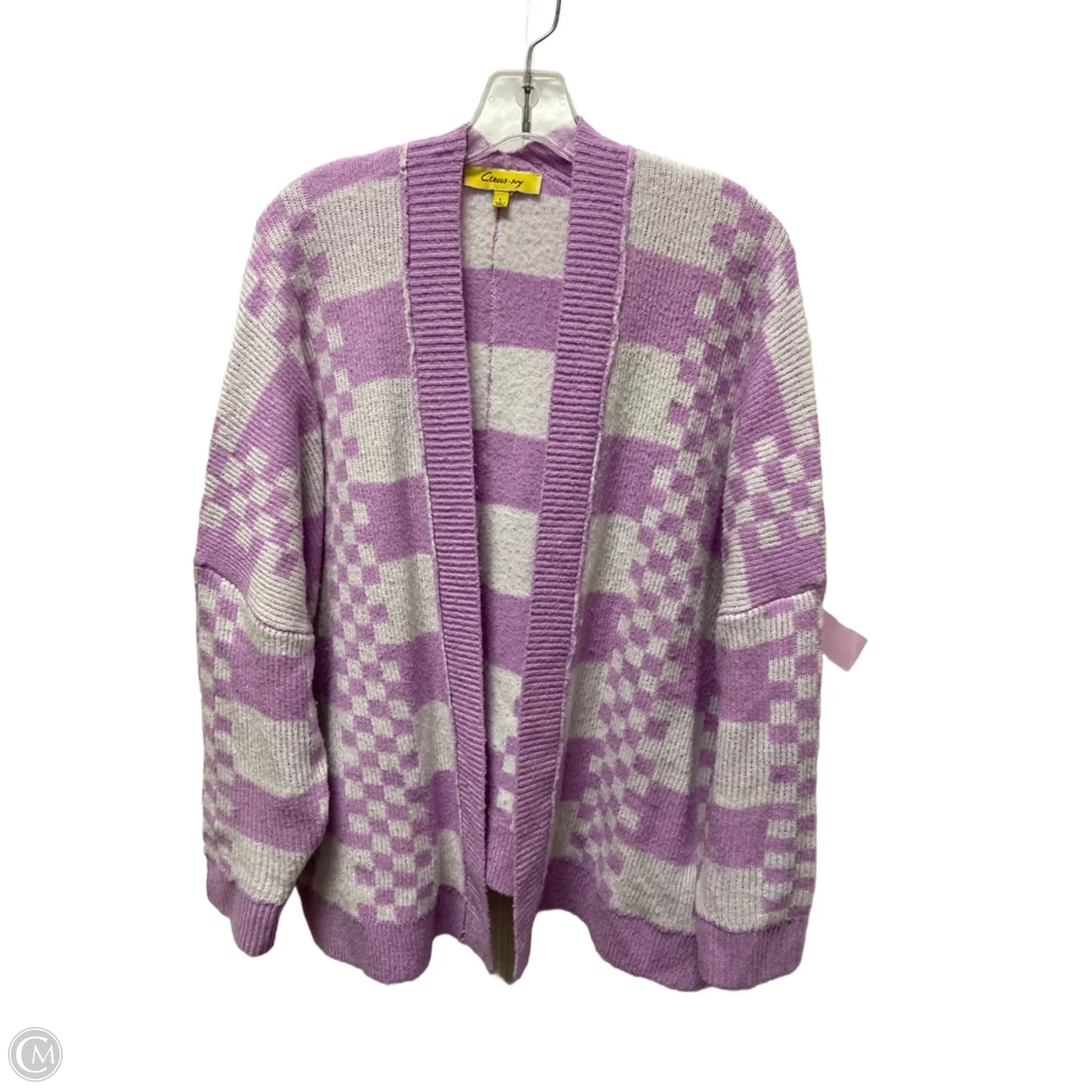 Cardigan By Clothes Mentor In Purple & White, Size: L