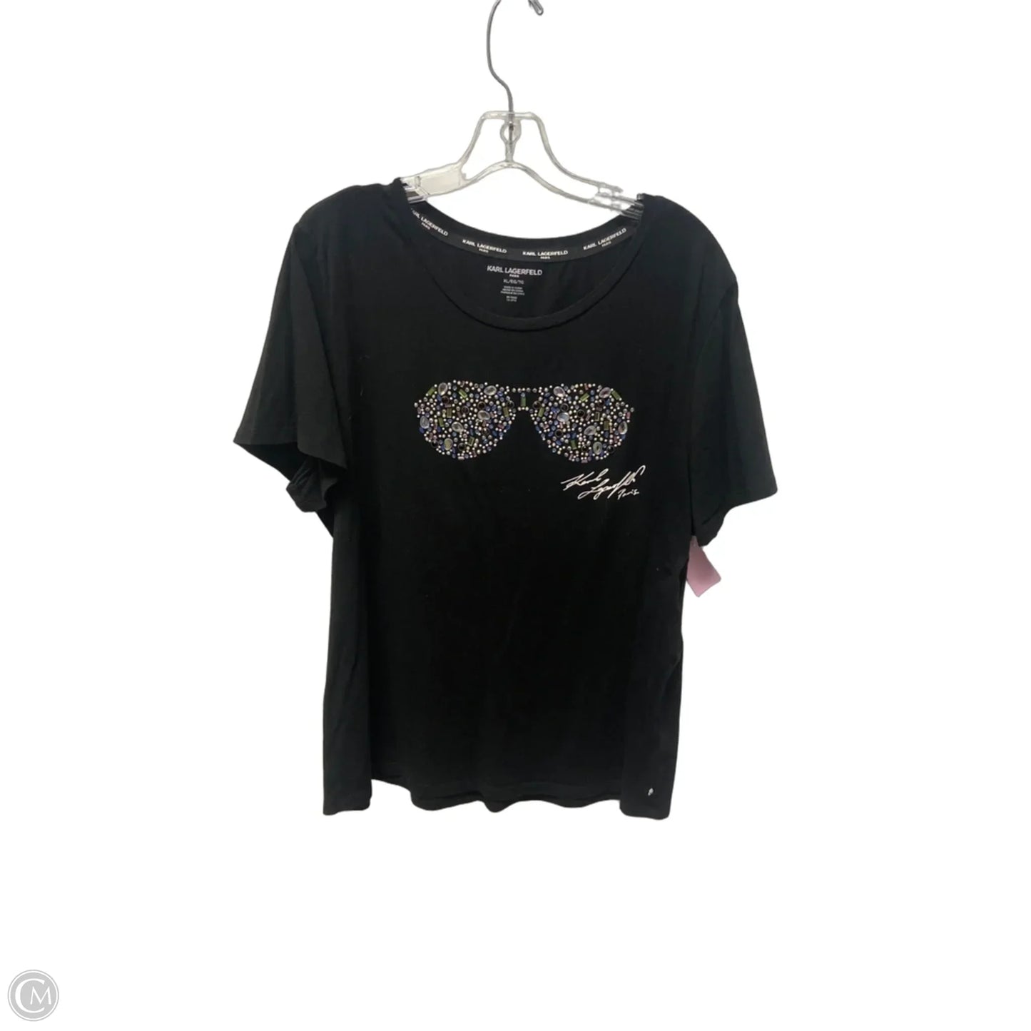 Top Short Sleeve Designer By Karl Lagerfeld In Black, Size: Xl