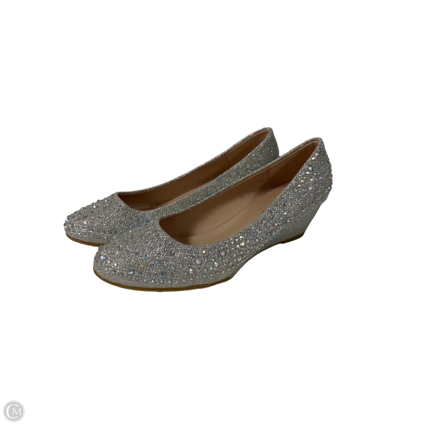 Shoes Heels Wedge By Forever In Silver, Size: 7