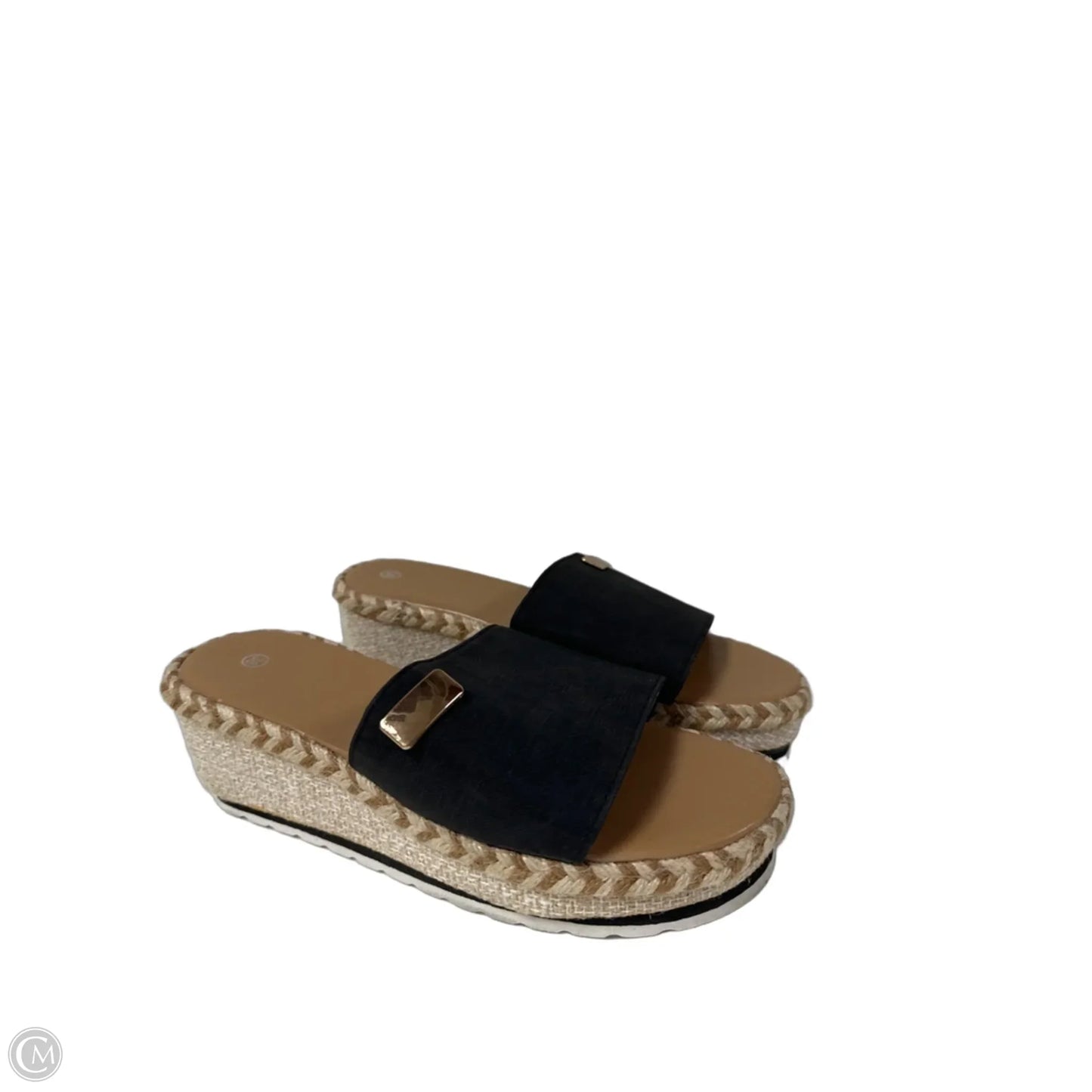 Sandals Flats By Clothes Mentor In Black, Size: 7.5
